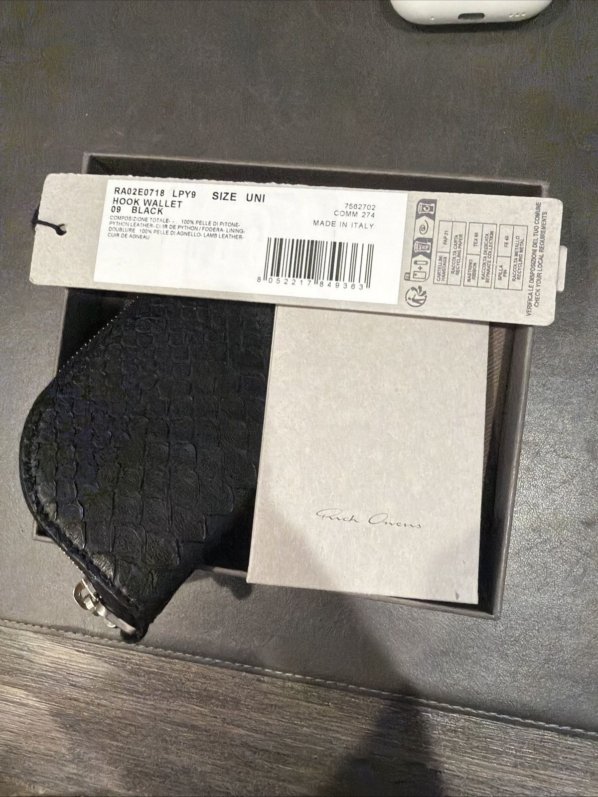Rick Owens Rick Owens Concordians Hook Wallet in Black Python Leather Size ONE SIZE - 8 Thumbnail