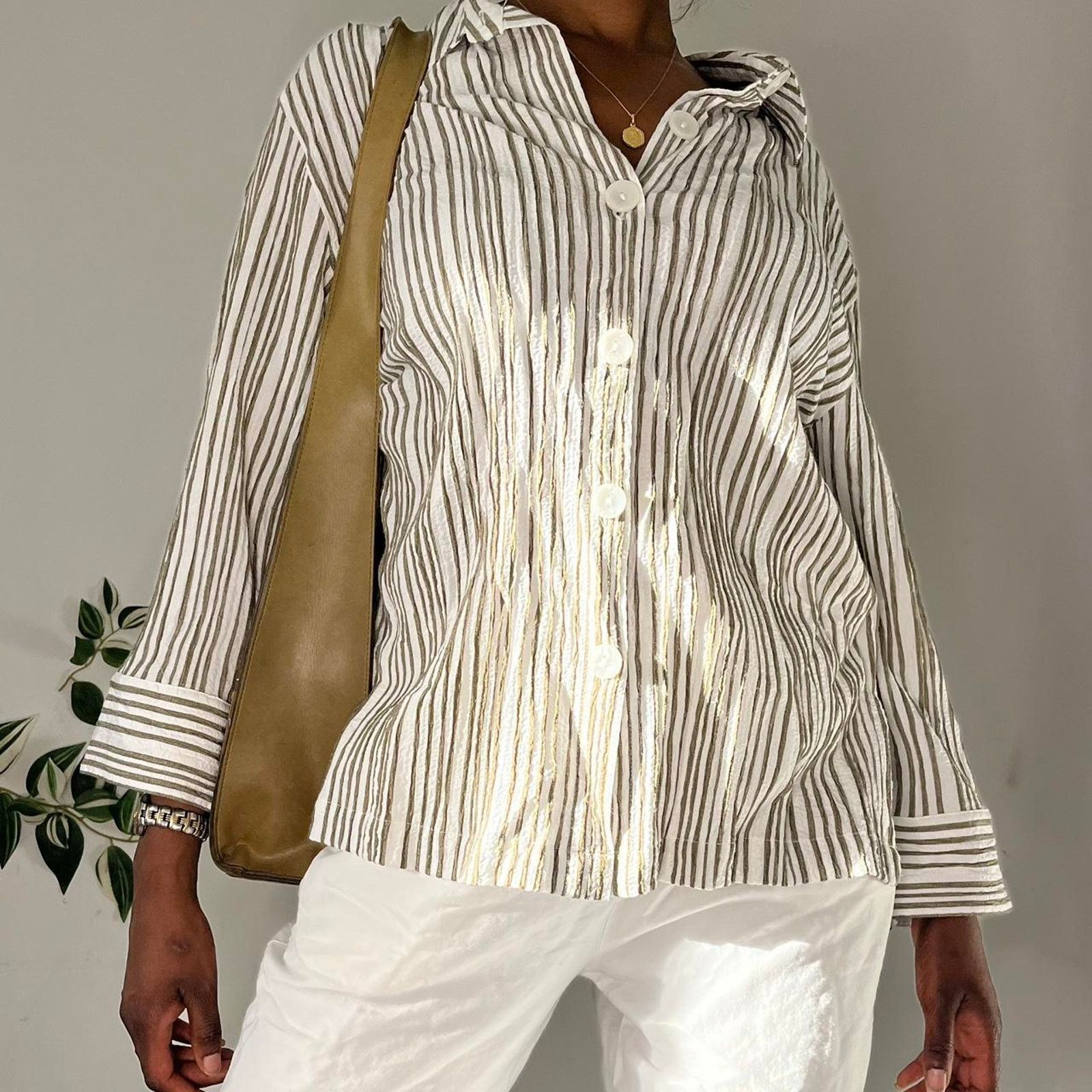 Other Olive ivory stripped linen Size M / US 6-8 / IT 42-44 - 3 Thumbnail
