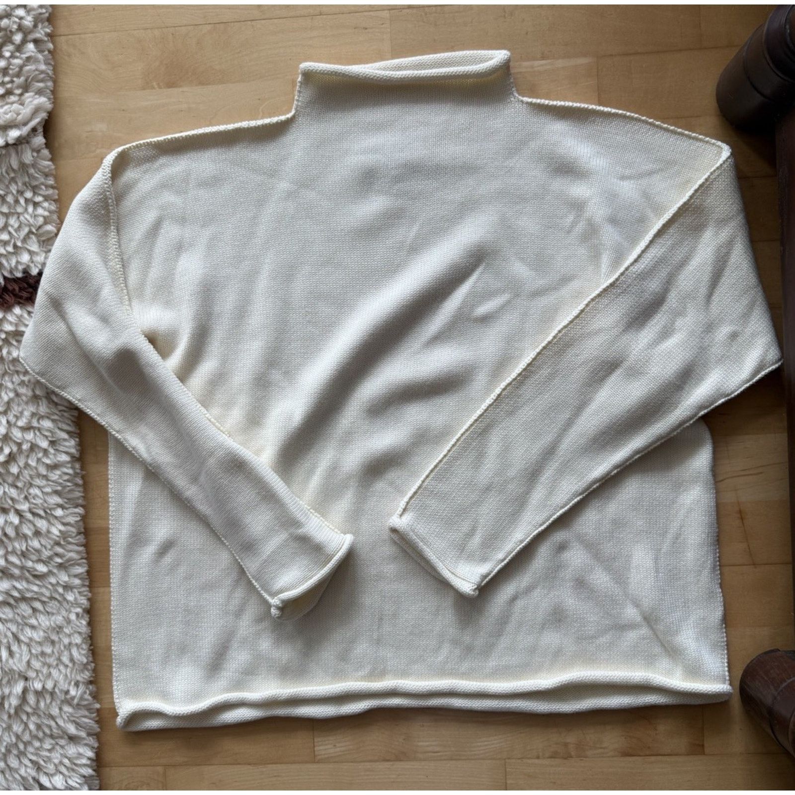 Frank & Eileen frank eileen Monterey Rolled Funnel Neck Sweater Cream Knit Size L / US 10 / IT 46 - 5 Thumbnail