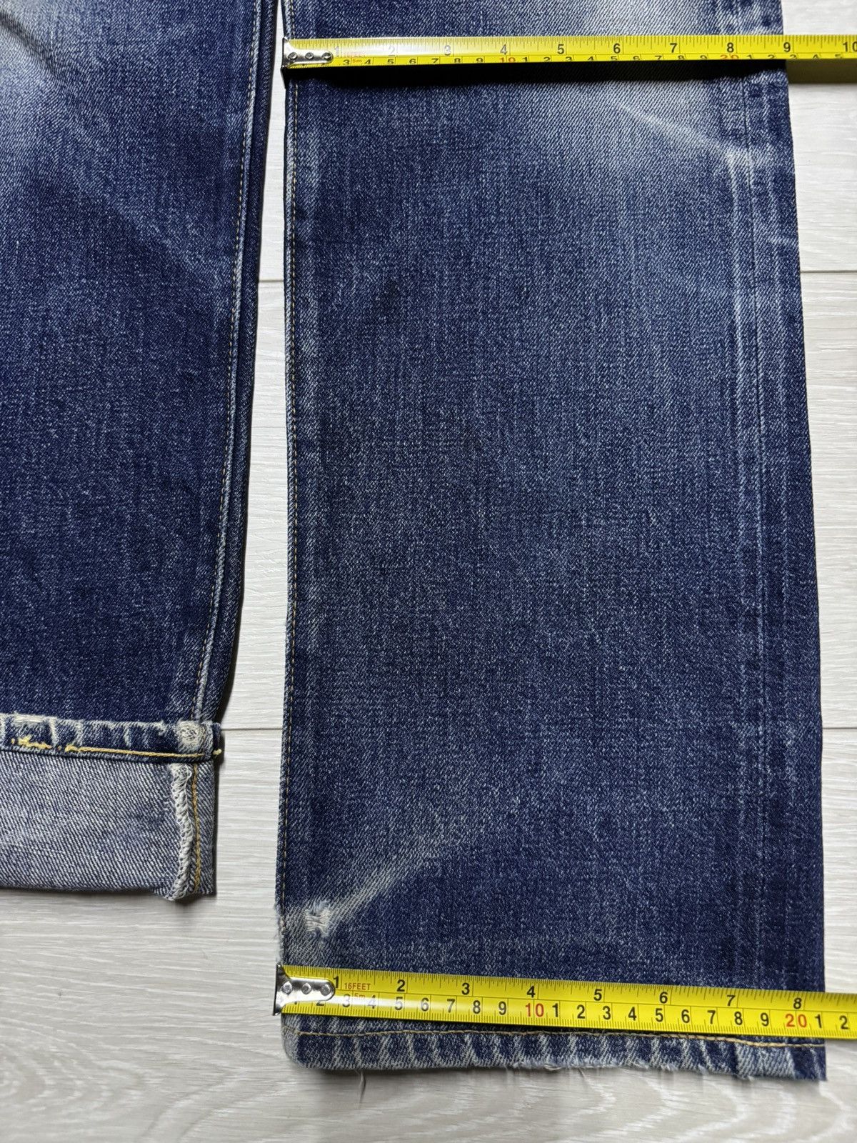 Vtg Denime 90s Selvedge Jeans Yellow Line Shins Era 66 Type