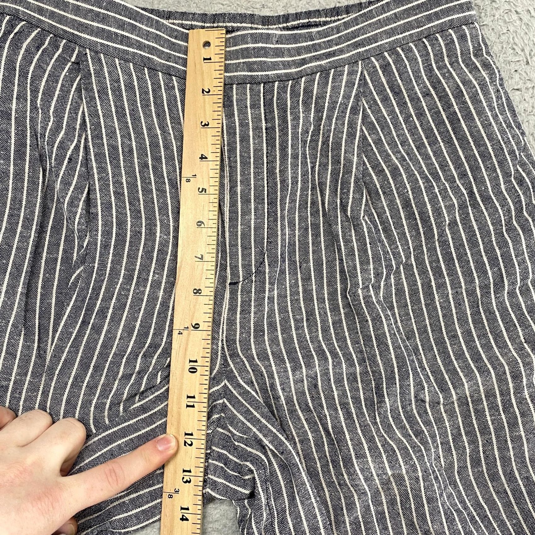 Banana Republic Banana Republic Womens S Blue Stripe Linen Wide Leg Pants Coastal Beachy Ankle Size 28" / US 6 / IT 42 - 5 Thumbnail