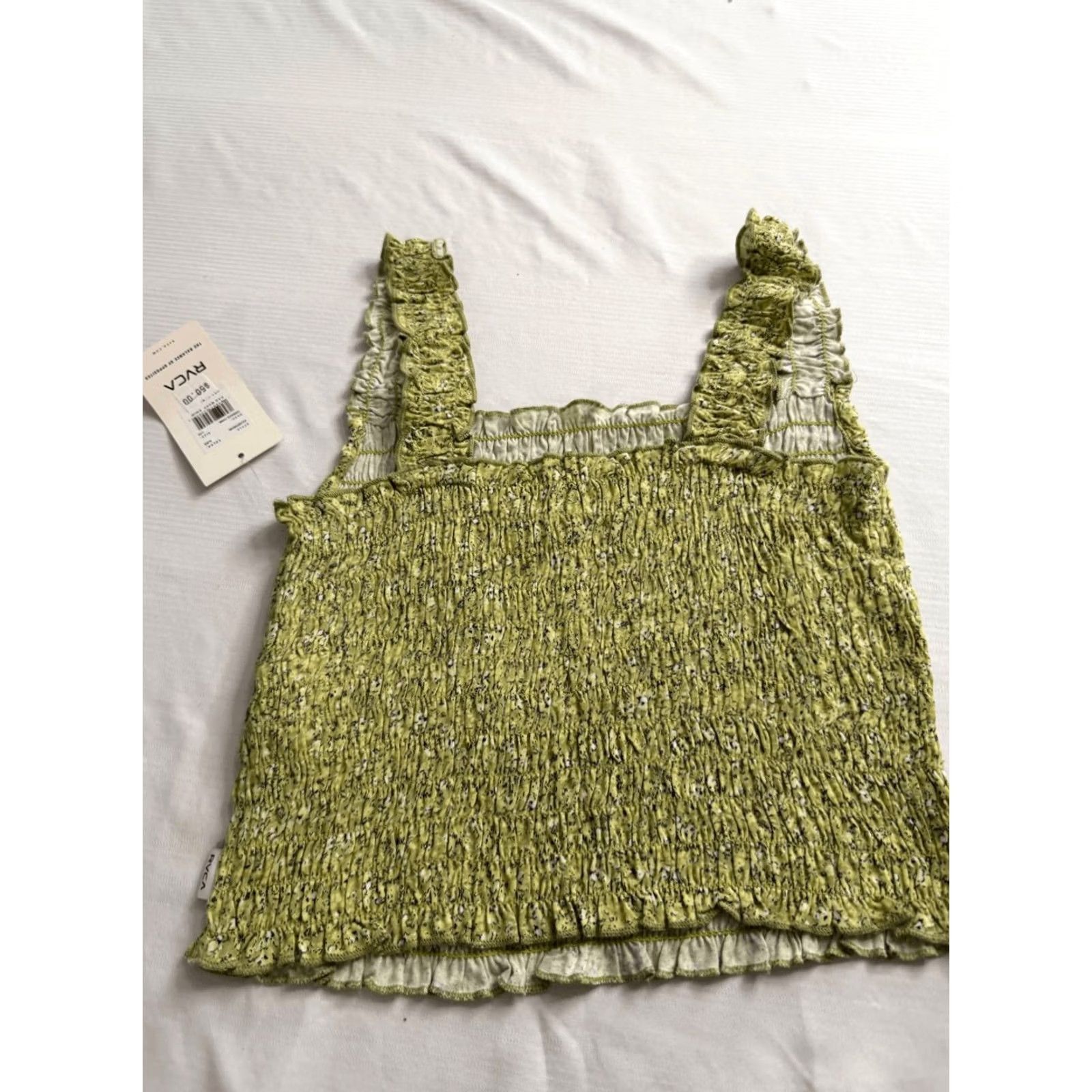 Rvca Tank Adult Large Green Terrace Smocked New Womens, Women's — image 6 of 6
