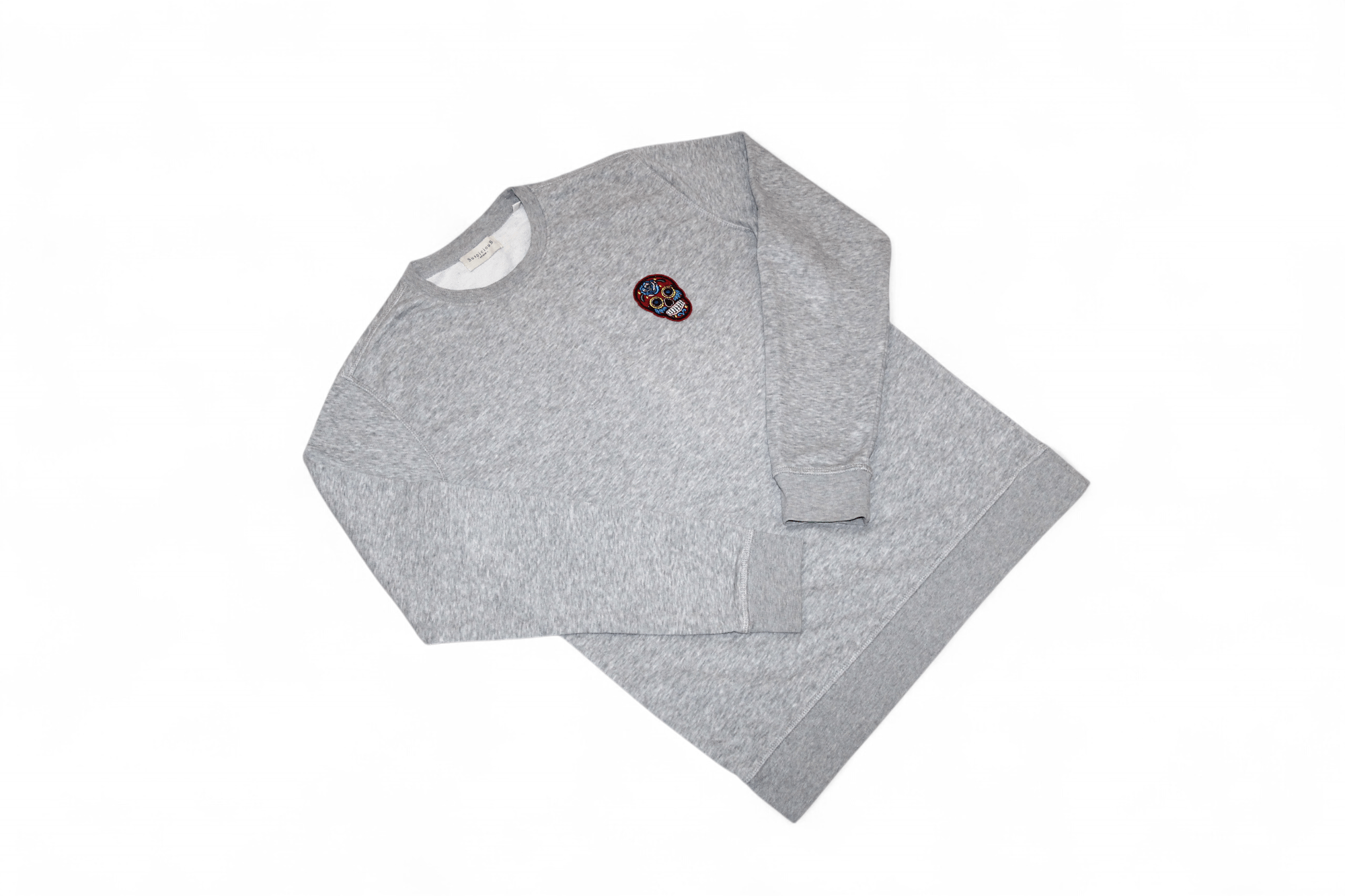 Suspicious Antwerp Skull Embroidery Crew Sweatshirt in Gray, Men's — image 4 of 6