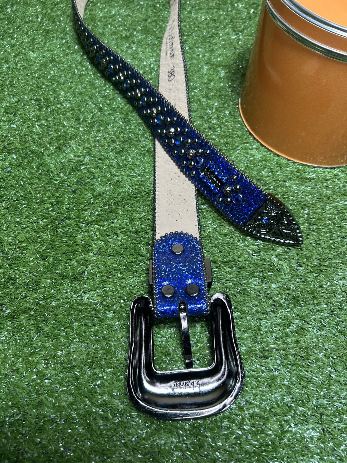B.B. Simon BB Simón belt blue Size 32 - 3 Thumbnail