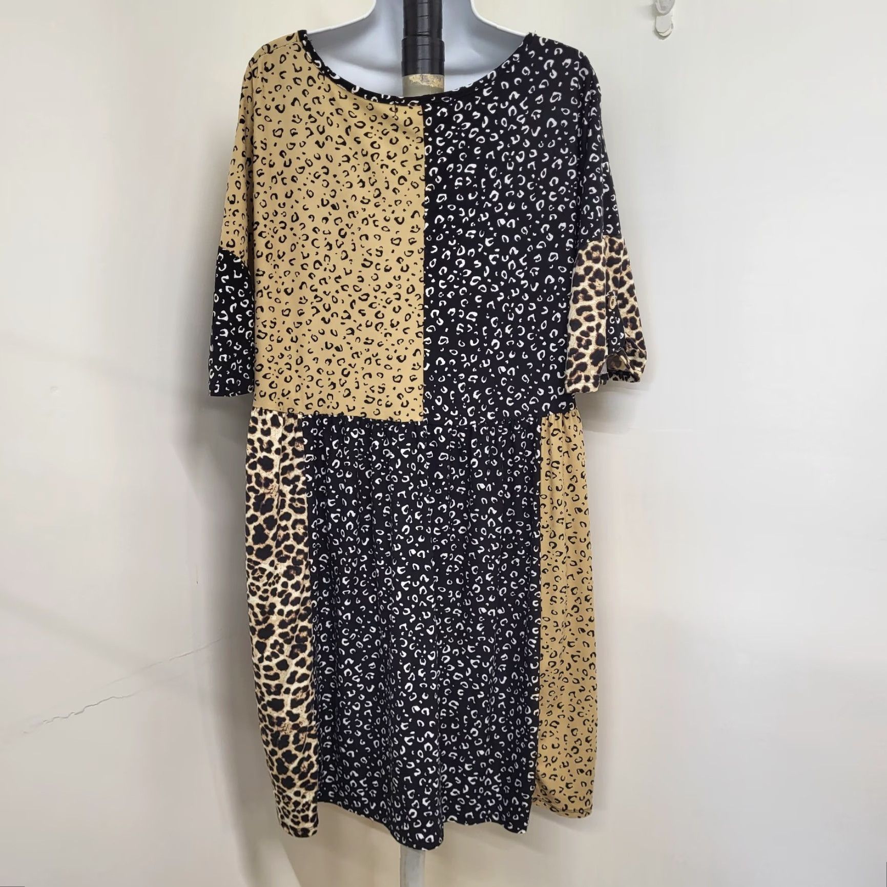 Vintage Haptics Dress Women's Size 1X Short Sleeved Tunic Animal Print Oversized Blouse Size XL / US 12-14 / IT 48-50 - 4 Thumbnail
