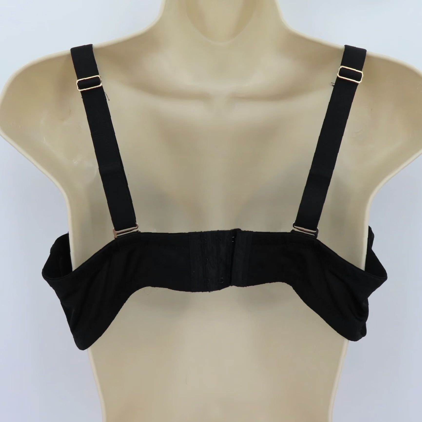 Vintage Fredericks of Hollywood Bra Black White Satin Lace Tuxedo Style Underwire 36F Push Up Bra Women's Size ONE SIZE - 5 Thumbnail