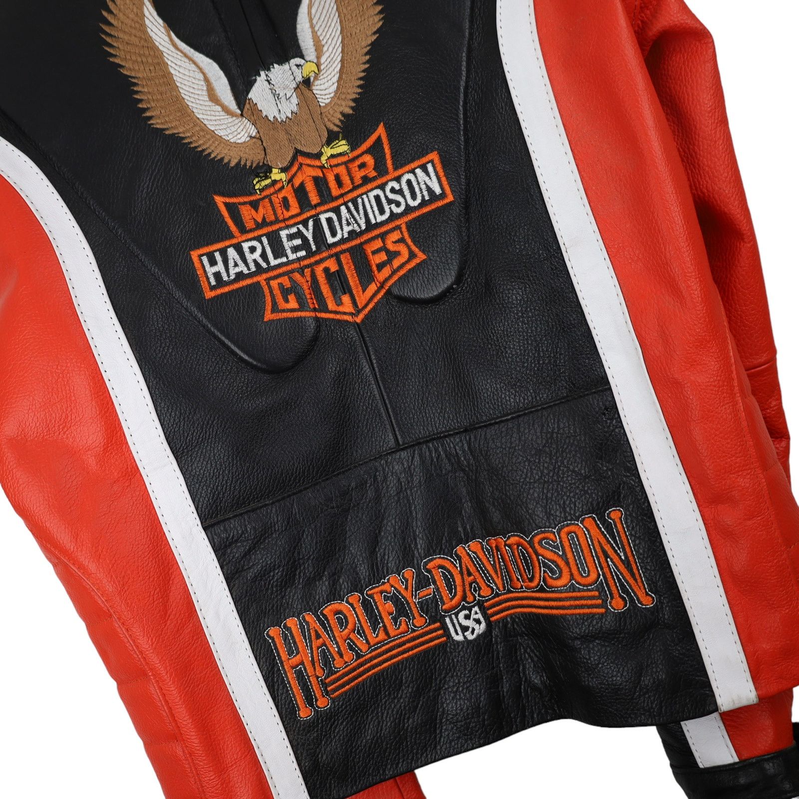 Harley Davidson × Vintage Vintage Harley Davidson Heavily Branded Leather Ridin Jacket Size L / US 10 / IT 46 - 10 Thumbnail