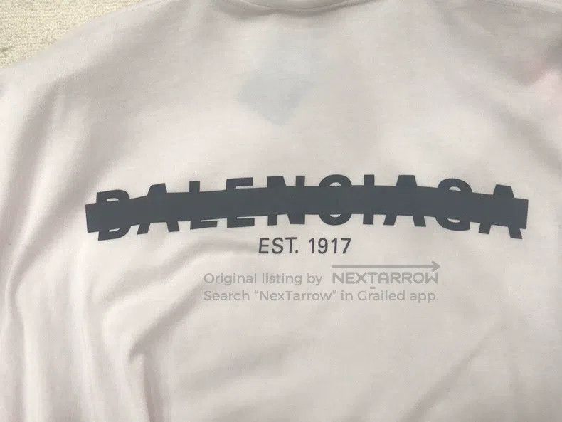 Balenciaga Balenciaga Light Pink Tape Overprint Scratch Short Sleeve Size US S / EU 44-46 / 1 - 5 Thumbnail