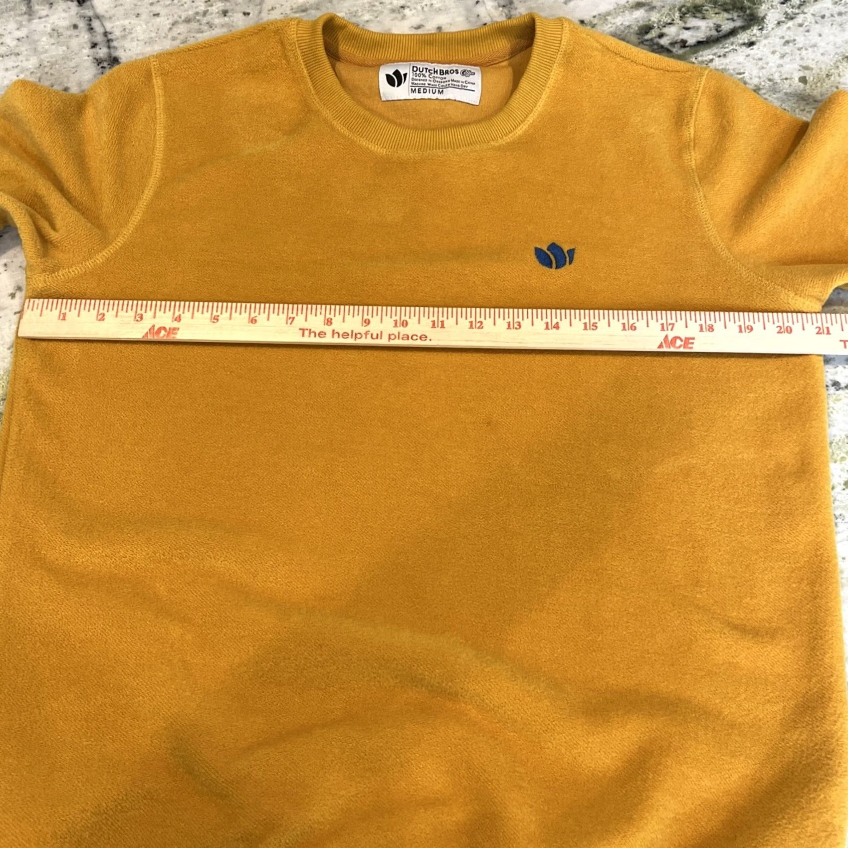 Vintage Dutch Bros Coffee Sweatshirt Men M Mustard Yellow Long Sleeve Crew Neck Logo Embroidered Pullover Coffee Size US M / EU 48-50 / 2 - 6 Thumbnail