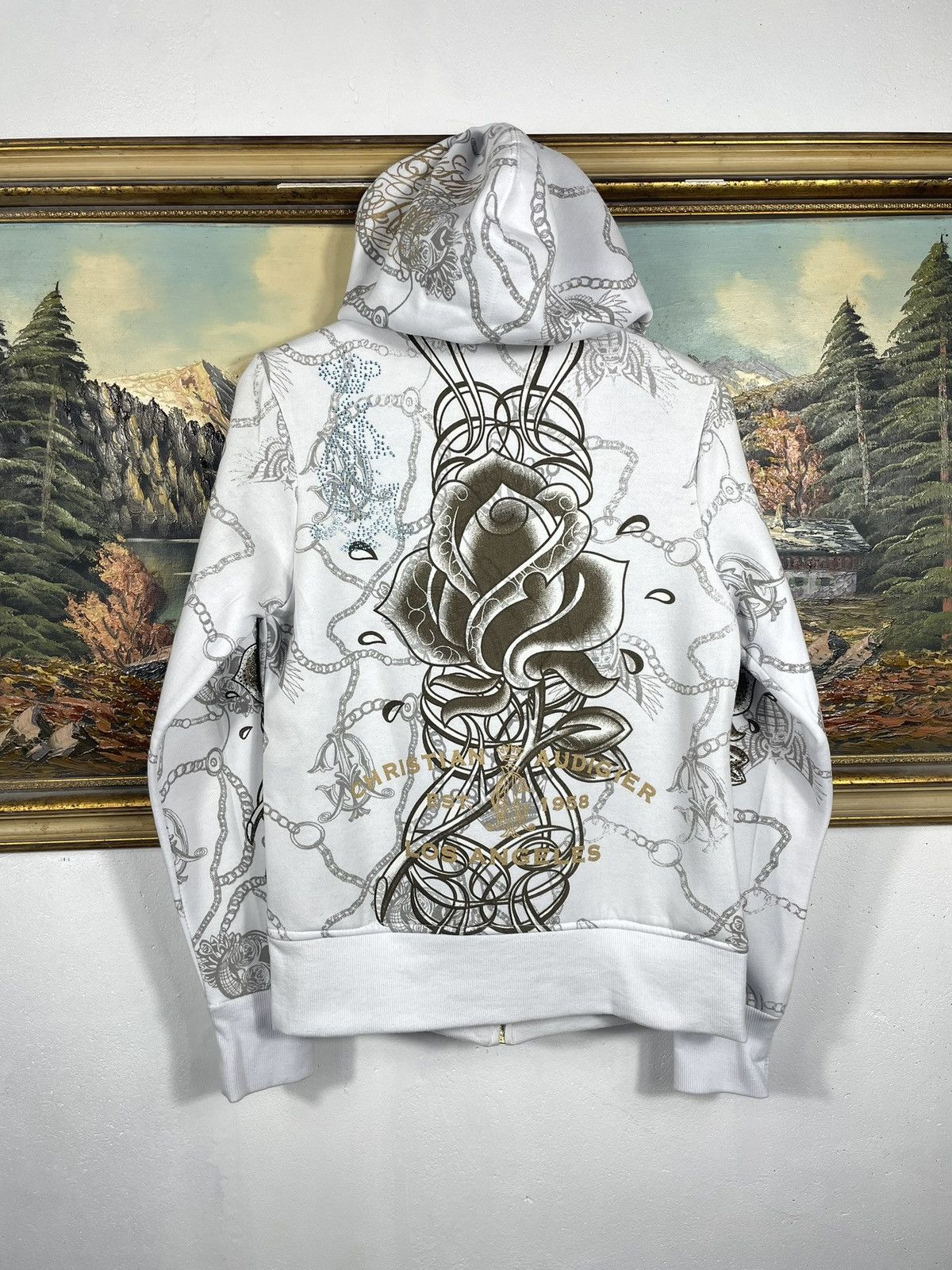 Christian Audigier × Ed Hardy × Vintage Christian Audigier Retro 00s Hoodie With Crystals Affliction Size US XS / EU 42 / 0 - 2 Thumbnail
