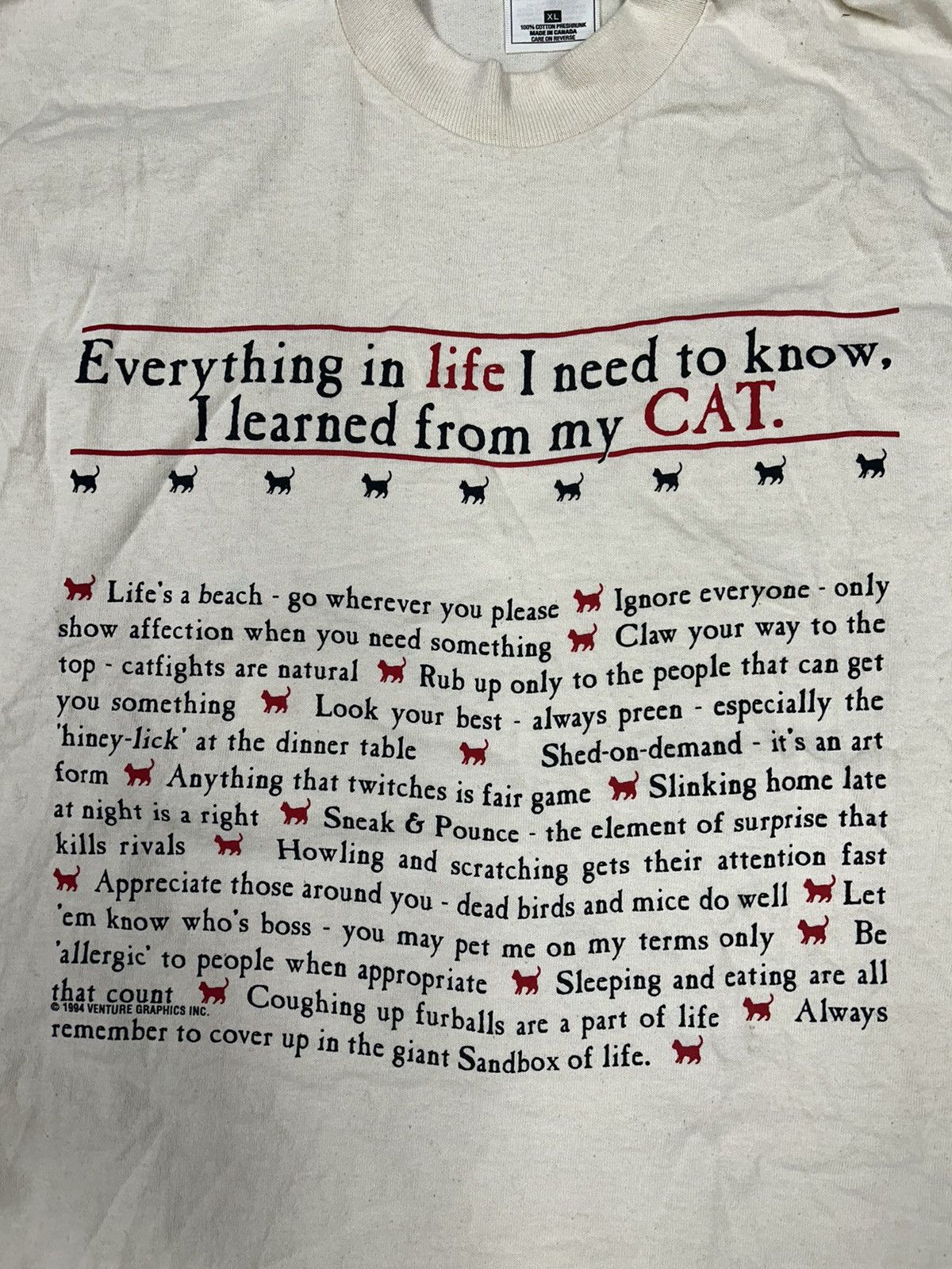 Vintage Crazy Vintage Y2K Essential White Cat Script Humor Tee Shirt Size US L / EU 52-54 / 3 - 2 Thumbnail