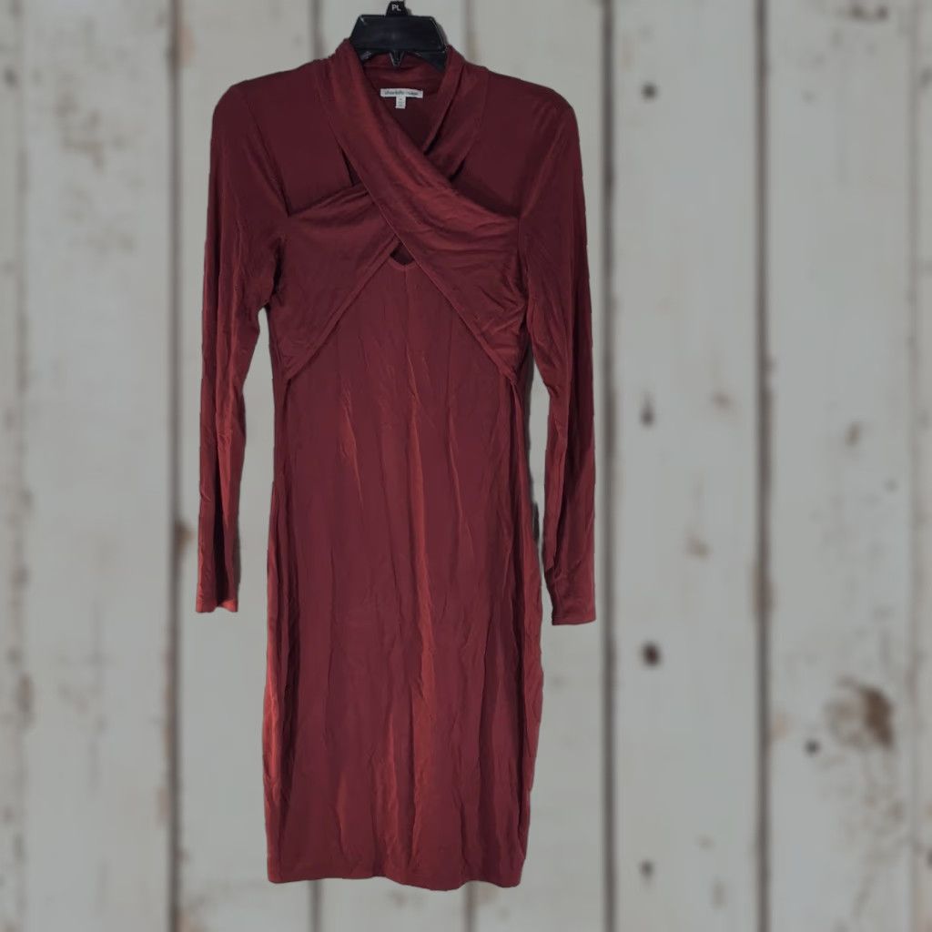 Vintage CHARLOTTE RUSSE Berry Bodycon Dress Long Sleeve V-Neck Knee Length Women's Size M Size M / US 6-8 / IT 42-44 - 1 Thumbnail