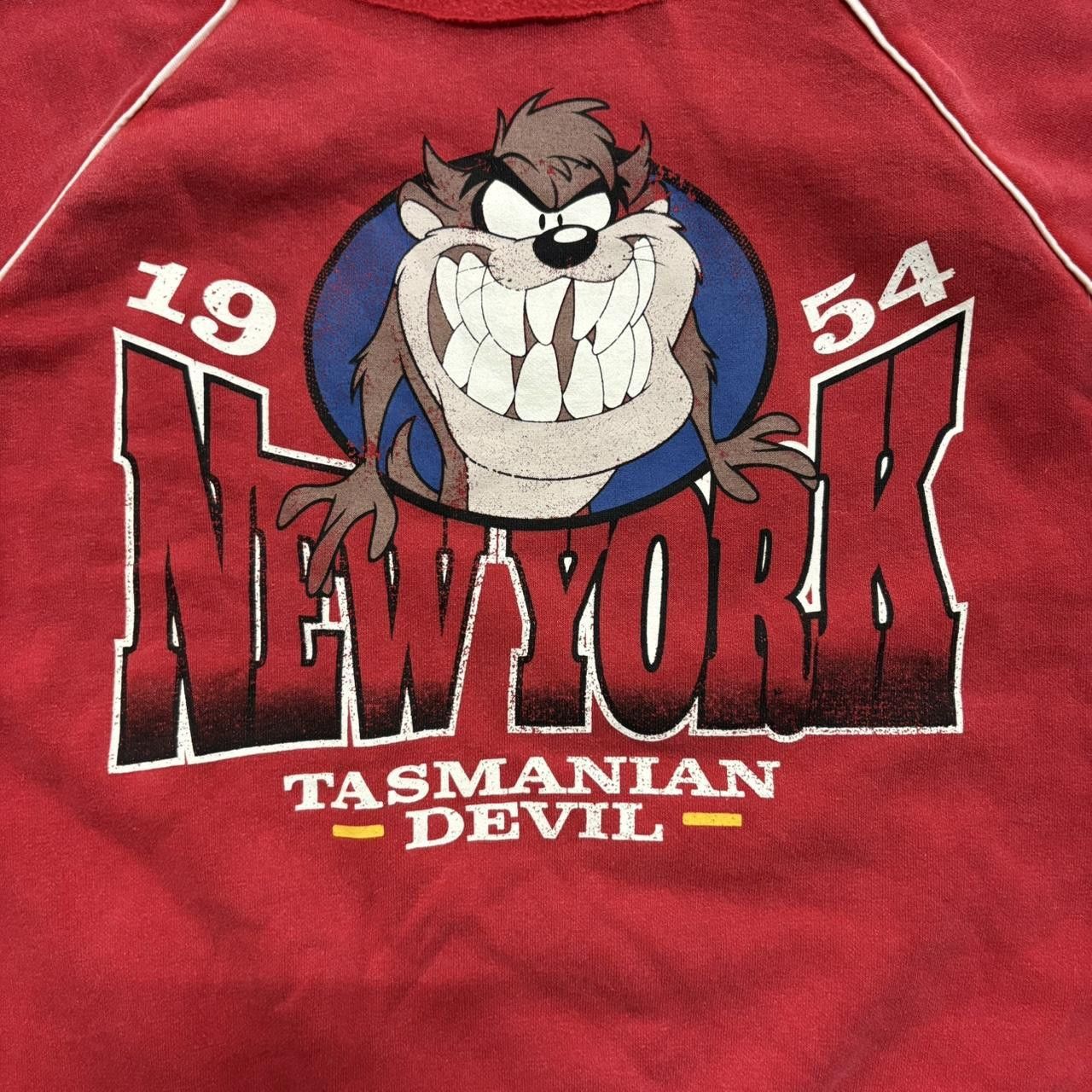 Vintage Crazy Vintage Y2K/2000s Red Looney Tunes Taz New York Tasmanian Devil Sweatshirt! Size US S / EU 44-46 / 1 - 2 Thumbnail