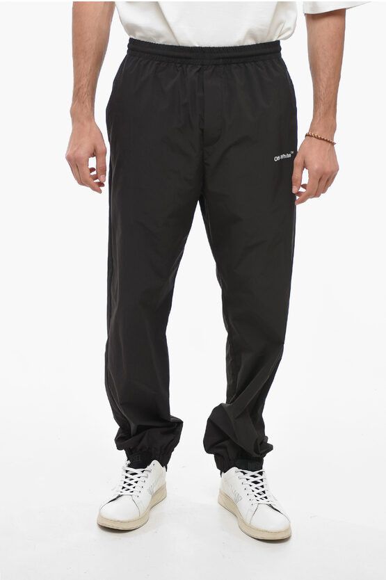 image of Off White Permanent Nylon Sweatpants With Elastic Cuffs in Black, Men's (Size 32)