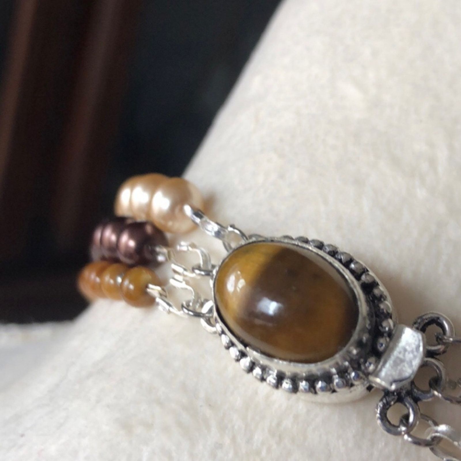 Jewelry Handcrafted copper eagle Czech Pearl tiger eye necklace Size ONE SIZE - 9 Thumbnail