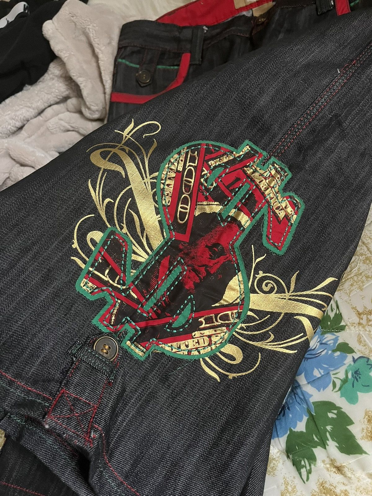 JNCO y2k hip hop embroidered exa jean shorts Size US 38 / EU 54 - 2 Thumbnail