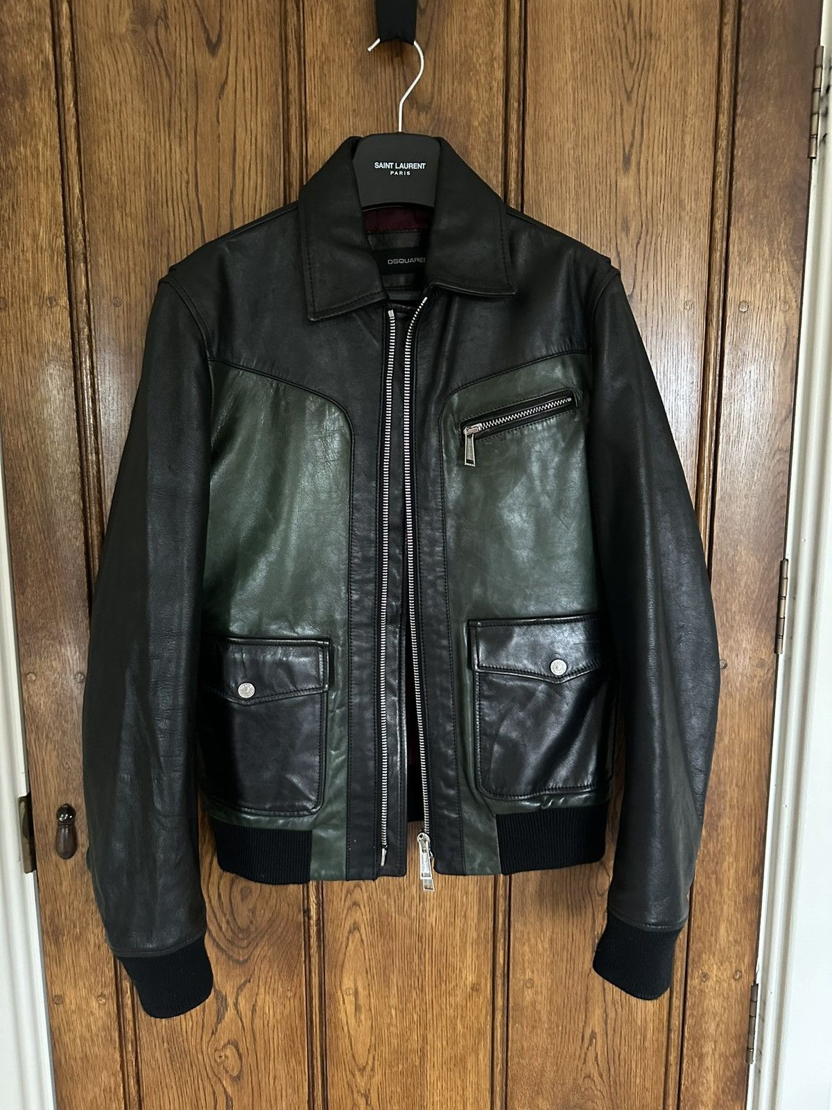 Dsquared2 FW12 Dsquared black green leather jacket 50 Archive grail Size US M / EU 48-50 / 2 - 2 Thumbnail