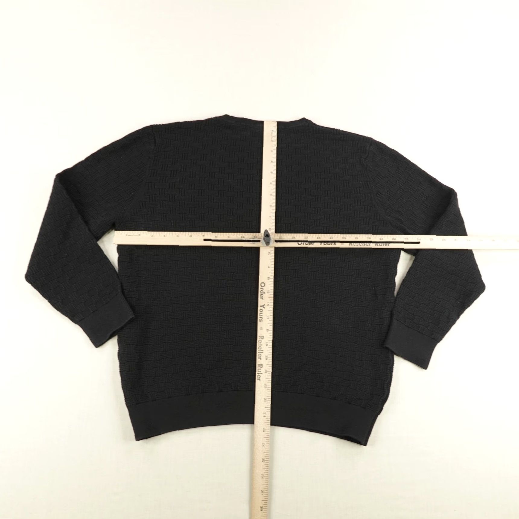 Karl Lagerfeld VINTAGE Karl Lagerfeld Sweater Mens XL Crewneck Knit Pullover Black Geometric Waffle-Knit Classic 90s Style Size US XL / EU 56 / 4 - 6 Thumbnail