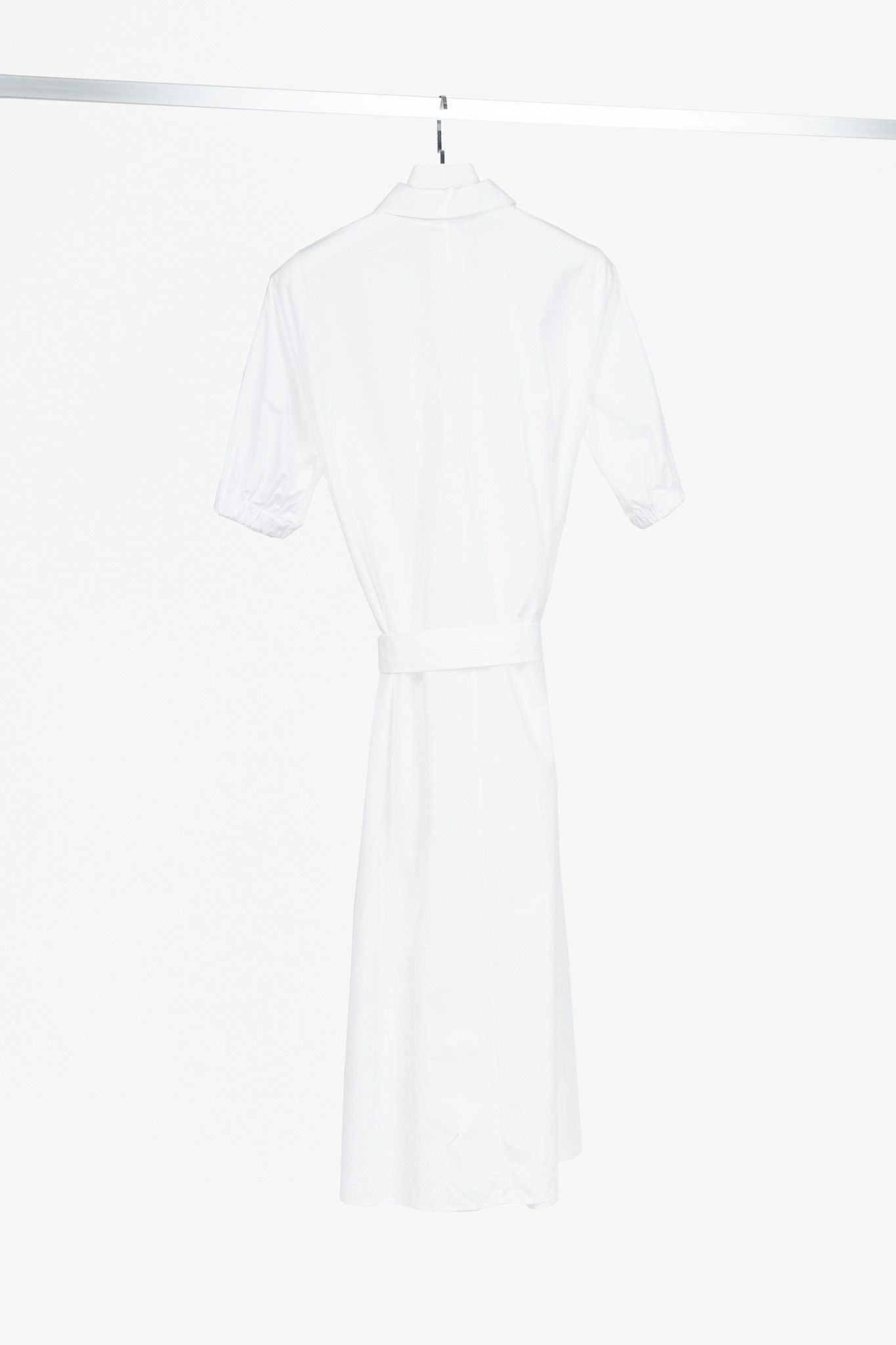 Max Mara Max Mara SS25 White Cotton-Poplin Belted Midi Dress Size M / US 6-8 / IT 42-44 - 2 Thumbnail