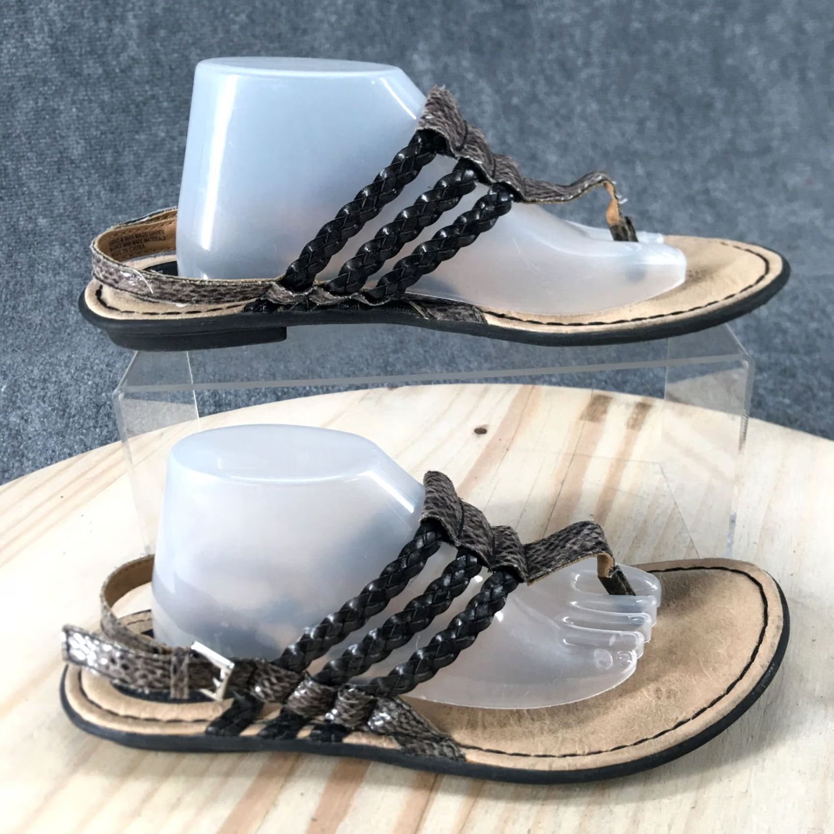 Born BOØN Born Concept Sandals Womens 7 M T Strap Flats Snakeskin Beige Buckle Sandal Size US 7 / IT 37 - 2 Thumbnail