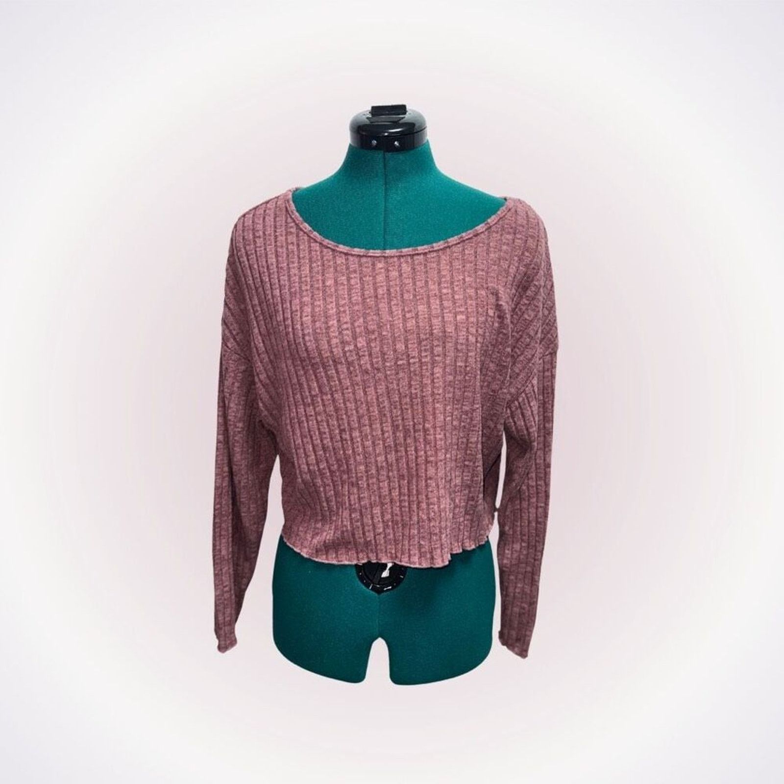Shein SHEIN Pink Ribbed Long-Sleeve Shirt | Sz XS Size XS / US 0-2 / IT 36-38 - 1 Thumbnail