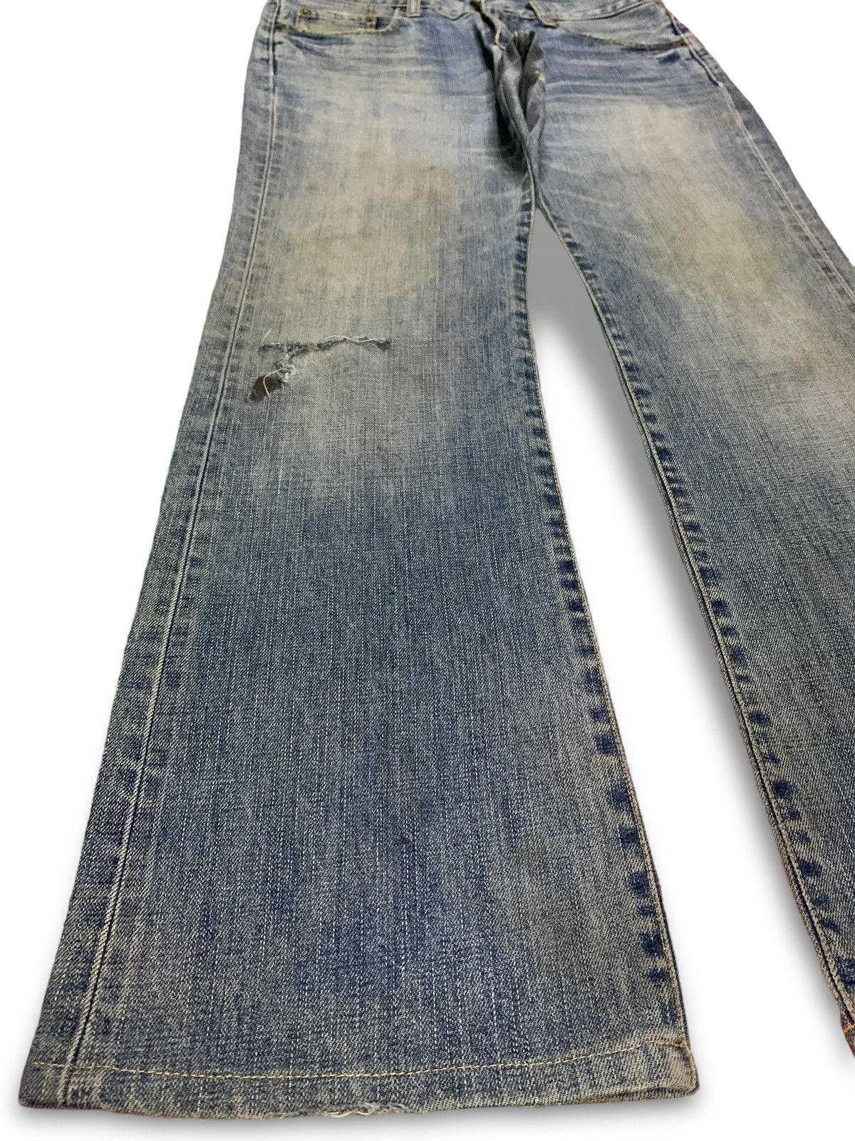 Japanese Brand × Uniqlo Vintage Japanese Uniqlo Blue Wash Distressed Flare Jeans Size US 33 - 6 Thumbnail