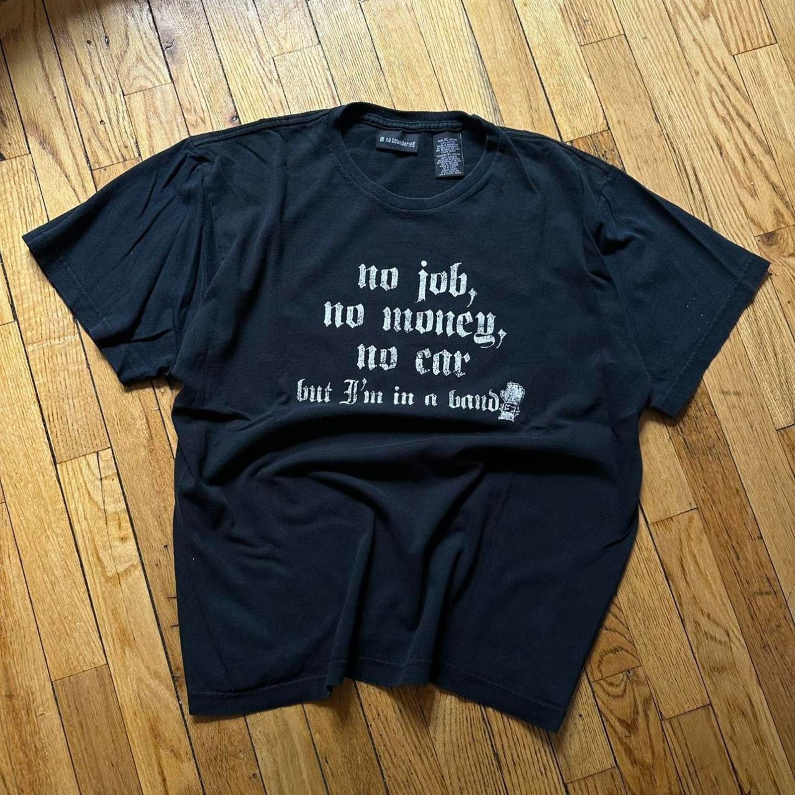 Vintage Vintage Y2K Black Faded No Job No Money Band Punk Shirt Size US XL / EU 56 / 4 - 2 Thumbnail