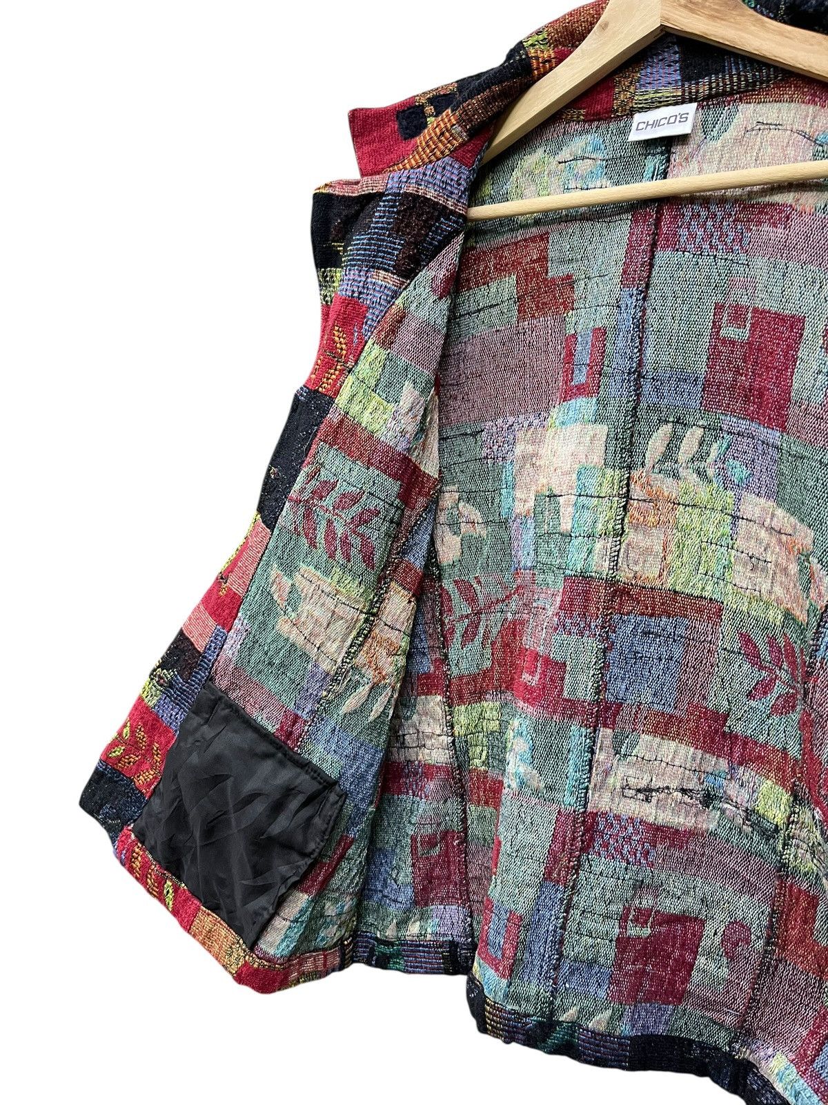 Chicos Vtg Tapestry Patchwork Art Blazer Grunge Avant Garde Jacket Size M / US 6-8 / IT 42-44 - 10 Thumbnail