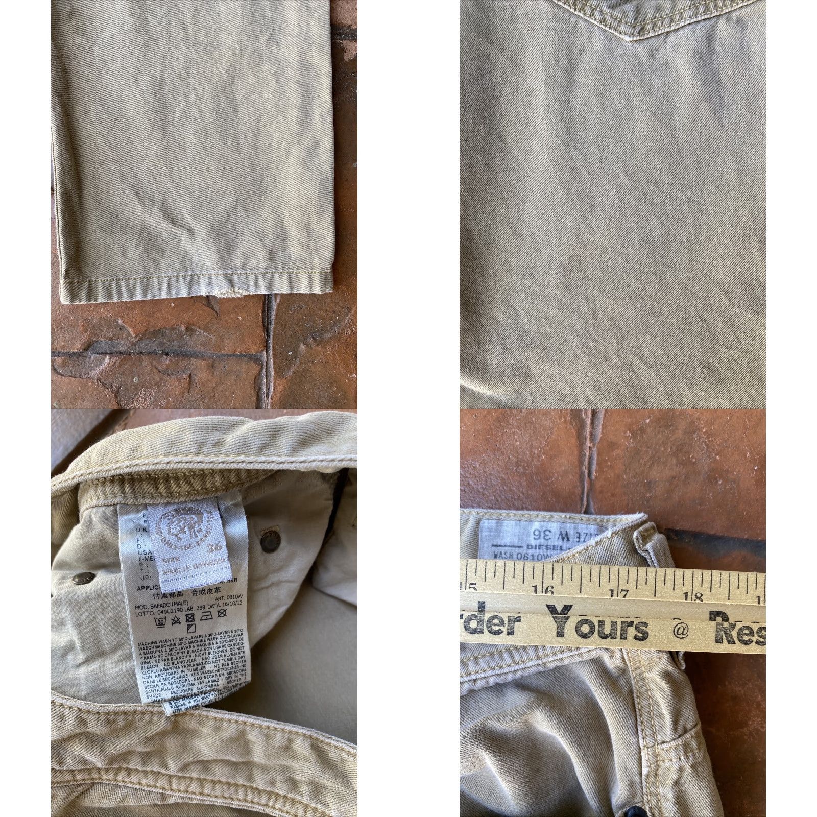 Diesel VINTAGE Diesel Safado Jeans Mens 36 Tan Regular Slim Straight Button Fly 100% Cotton Brown Denim Straight Jeans Mens 90s Theme Size US 36 / EU 52 - 9 Thumbnail