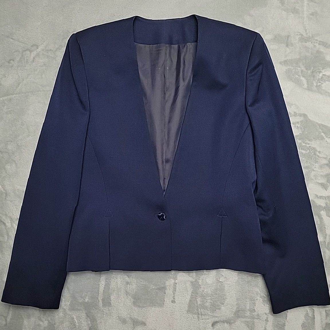Vintage VINTAGE Paul Stanley Blazer Womens 12 Wool Blue 80s 90s Minimalist Tailored Button Collarless Lined Vintage Designer Business Casual Workwear Womens Size XL / US 12-14 / IT 48-50 - 4 Thumbnail