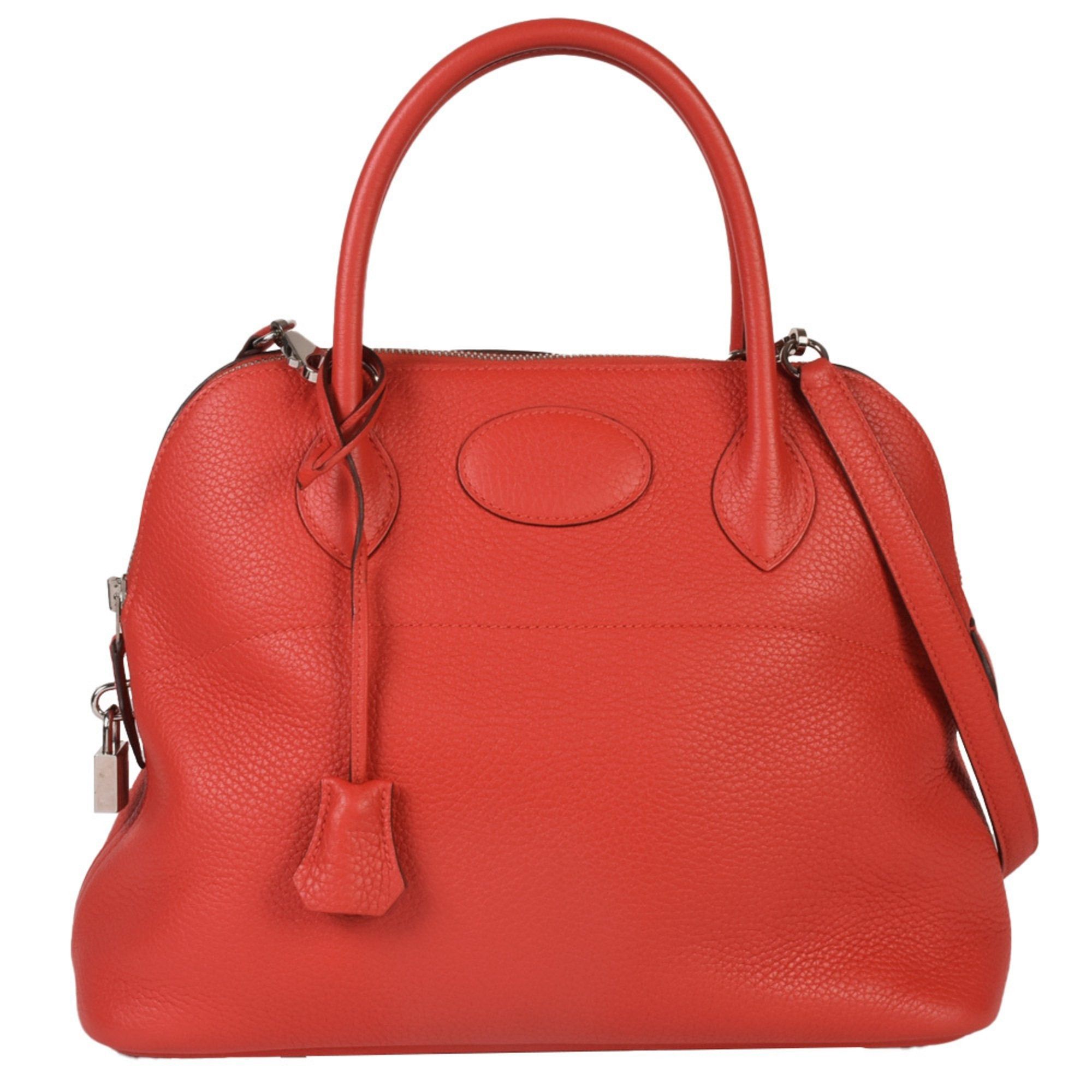 image of Hermes Bolide 31 Rouge Tomato Taurillon Clemence X Stamp [Manufactured In 2016] Red Handbag in Blac