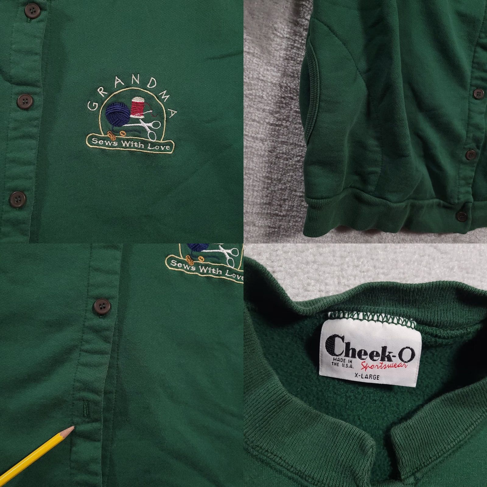 Vintage VINTAGE Cheek-O Sportswear Embroidered Grandma Sews With Love XL Green Button-Up Shirt Womens XXL? Size XL / US 12-14 / IT 48-50 - 8 Thumbnail