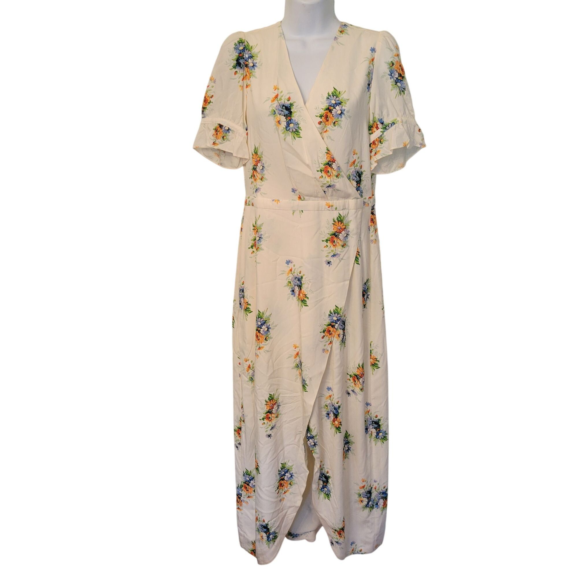 Madewell Madewell 6 Floral Wrap Ivory Ruffle Sleeve Maxi Dress Classi Size M / US 6-8 / IT 42-44 - 1 Thumbnail