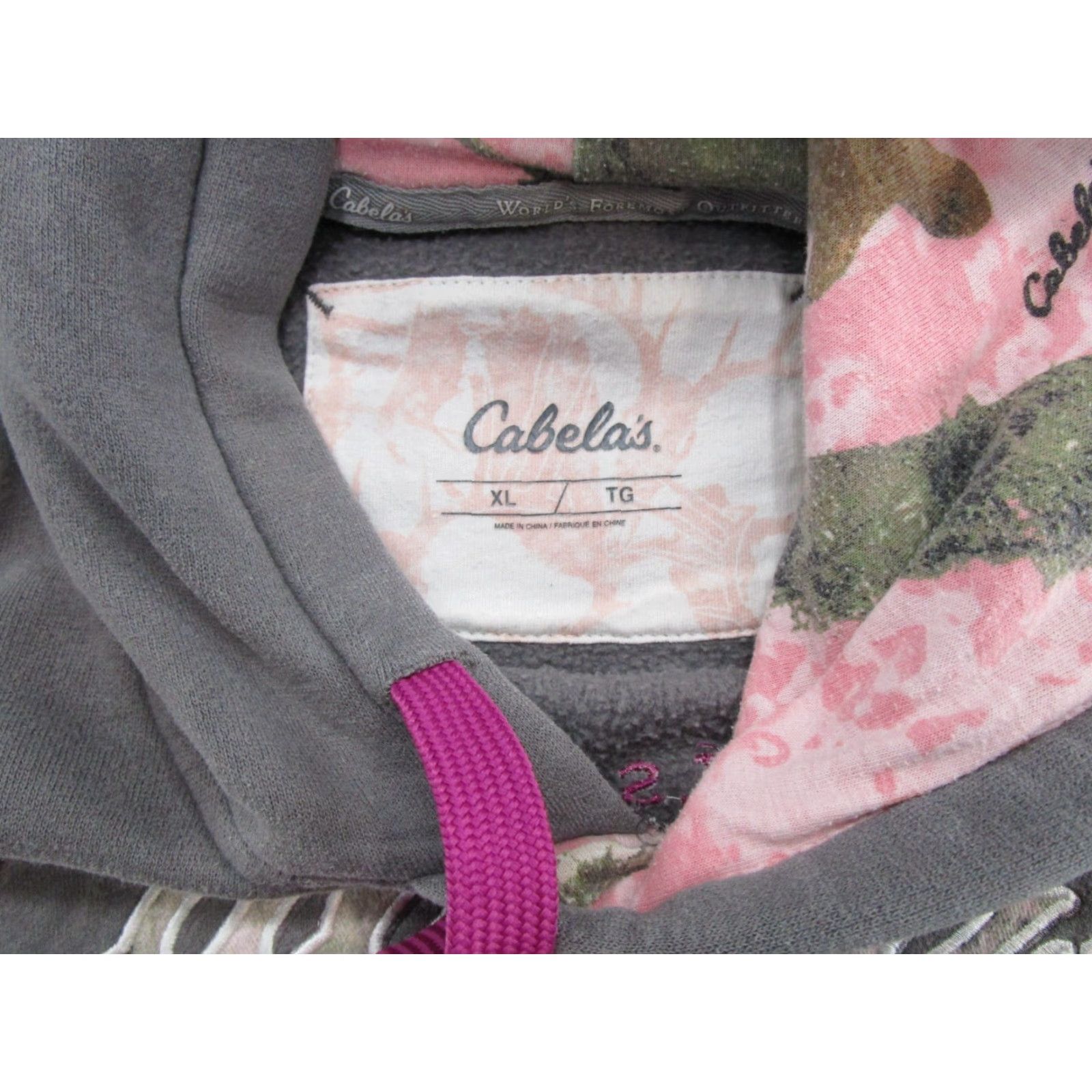 Vintage Cabela's Womens Hoodie Pullover Sweatshirt XL Pink Embroidered Gray Size XL / US 12-14 / IT 48-50 - 3 Thumbnail