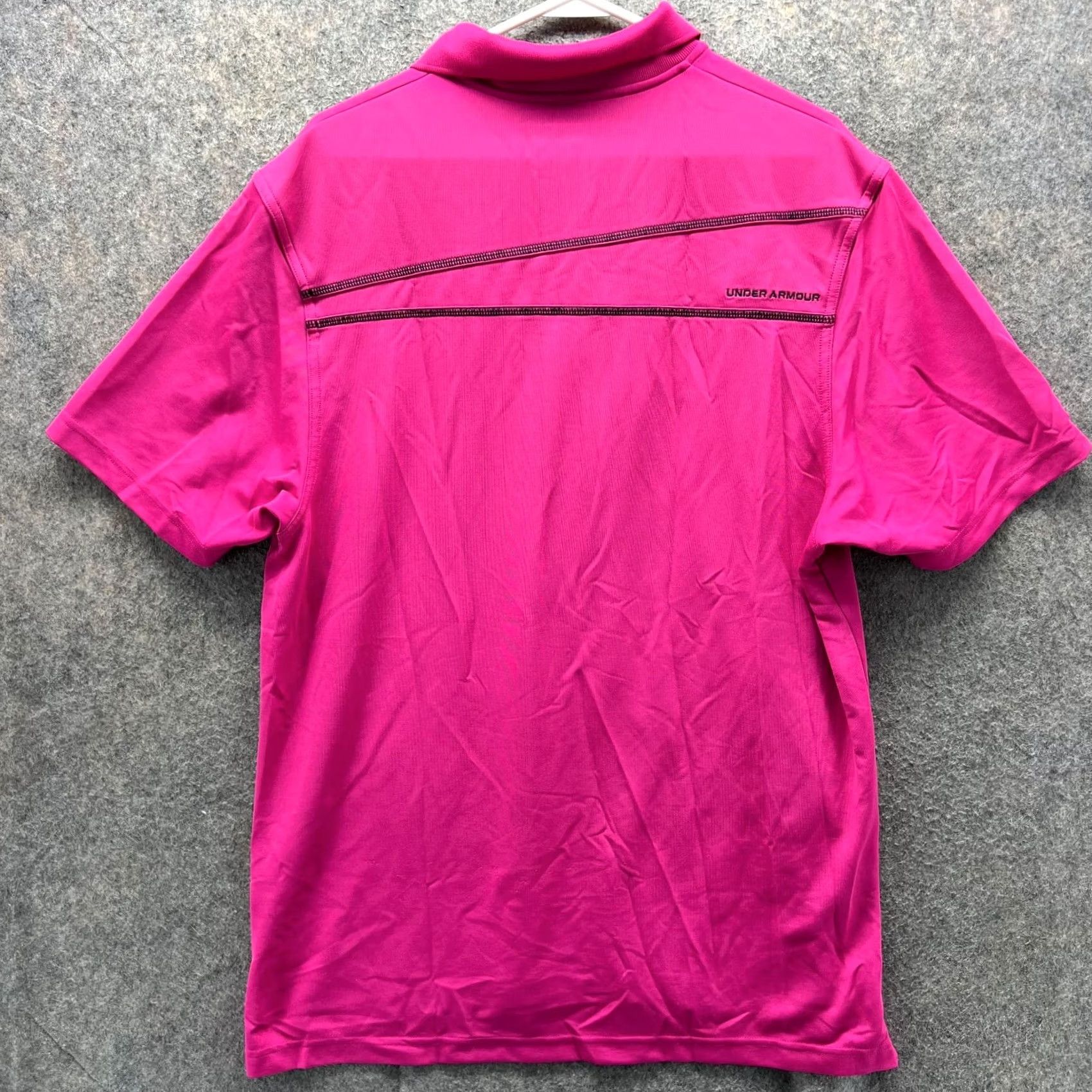 Under Armour VINTAGE Under Armour Polo Shirt Men Large Pink Short Sleeve Collared Button Logo Golf HeatGear All Seasons 42 in Chest Mens Regular Size US L / EU 52-54 / 3 - 2 Thumbnail