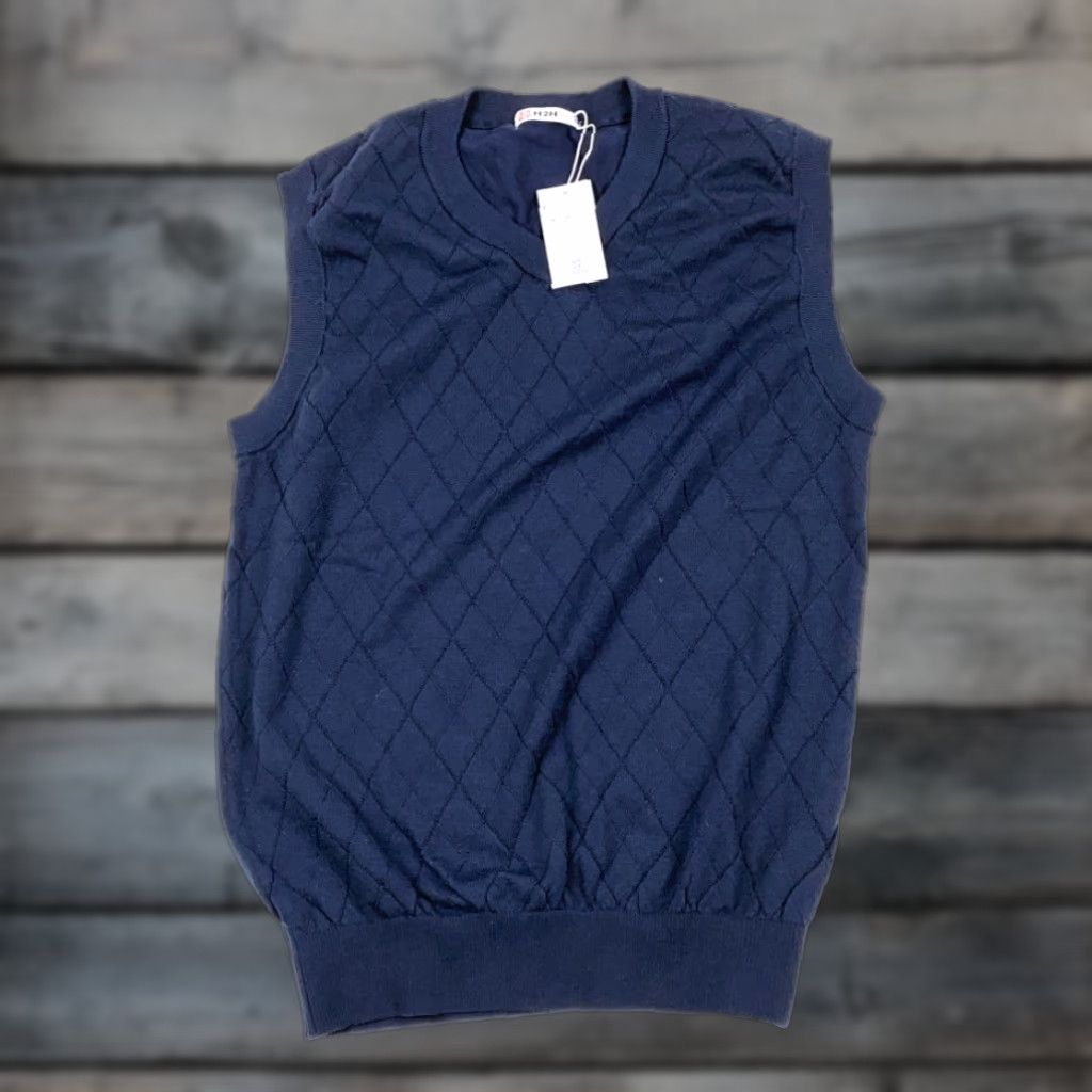 Vintage H2H Unworn Dark Blue Diamond Sweater Vest Adult Medium Lightweight Knit Nylon Polyester Size US M / EU 48-50 / 2 - 1 Thumbnail