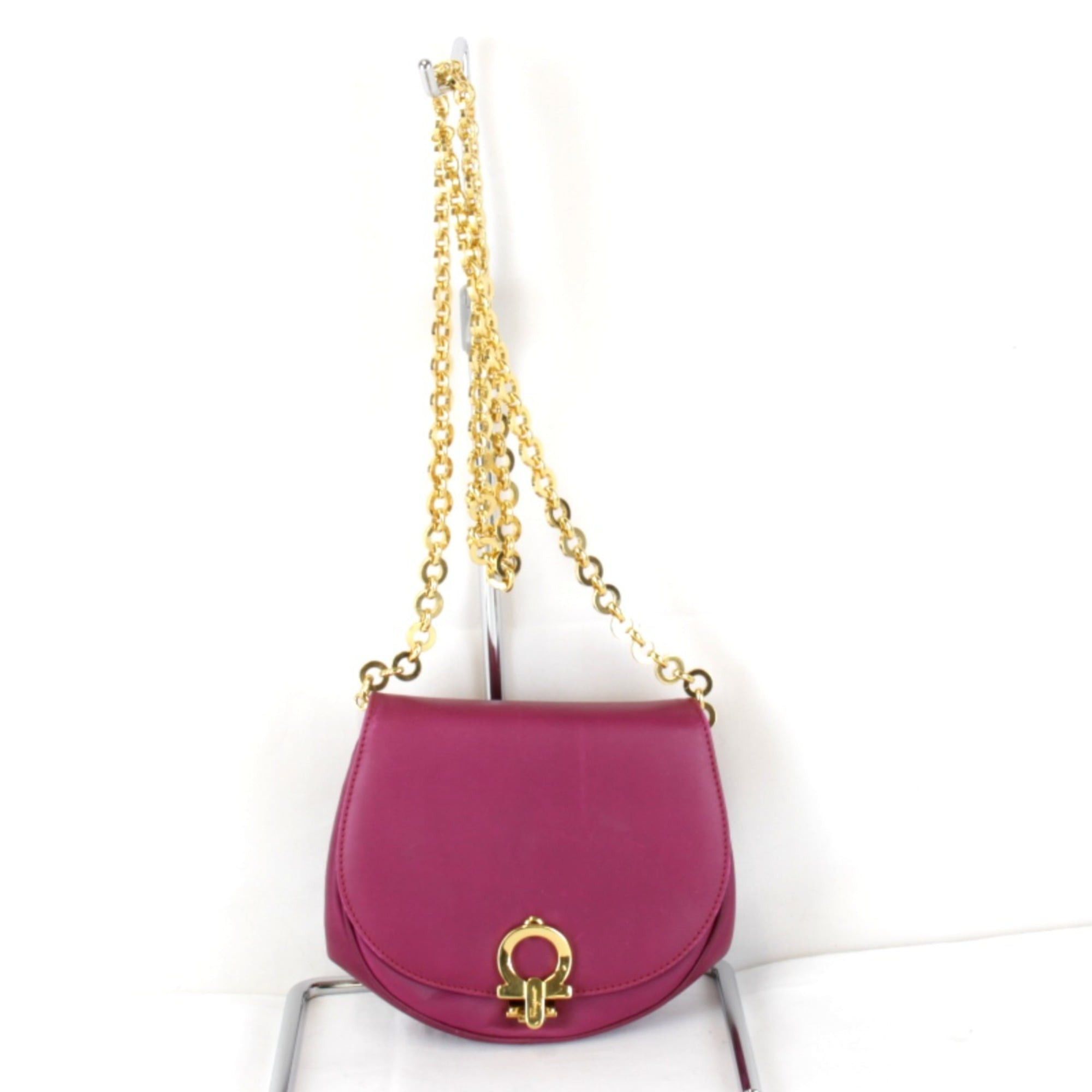 Salvatore Ferragamo Salvatore Ferragamo Gancini Chain Shoulder Bag in Purple Leather for Women Size ONE SIZE - 1 Thumbnail