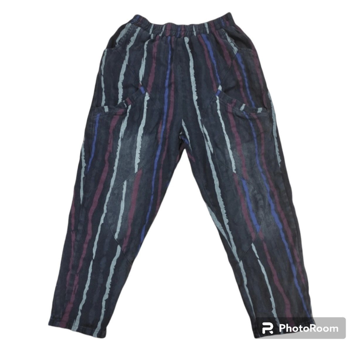 Vintage VINTAGE JAPANESE ABSTRACT STRIPE TAPERED PANTS Size 28" / US 6 / IT 42 - 1 Thumbnail
