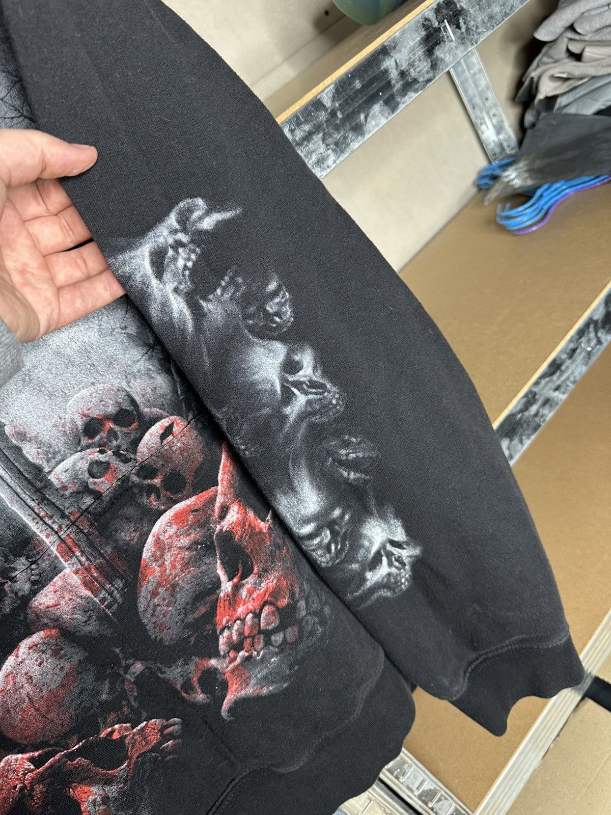 Band Tees Spiral Grim Reaper Skull Hoodie XL Gothic Full Print Swords Size US XL / EU 56 / 4 - 5 Thumbnail