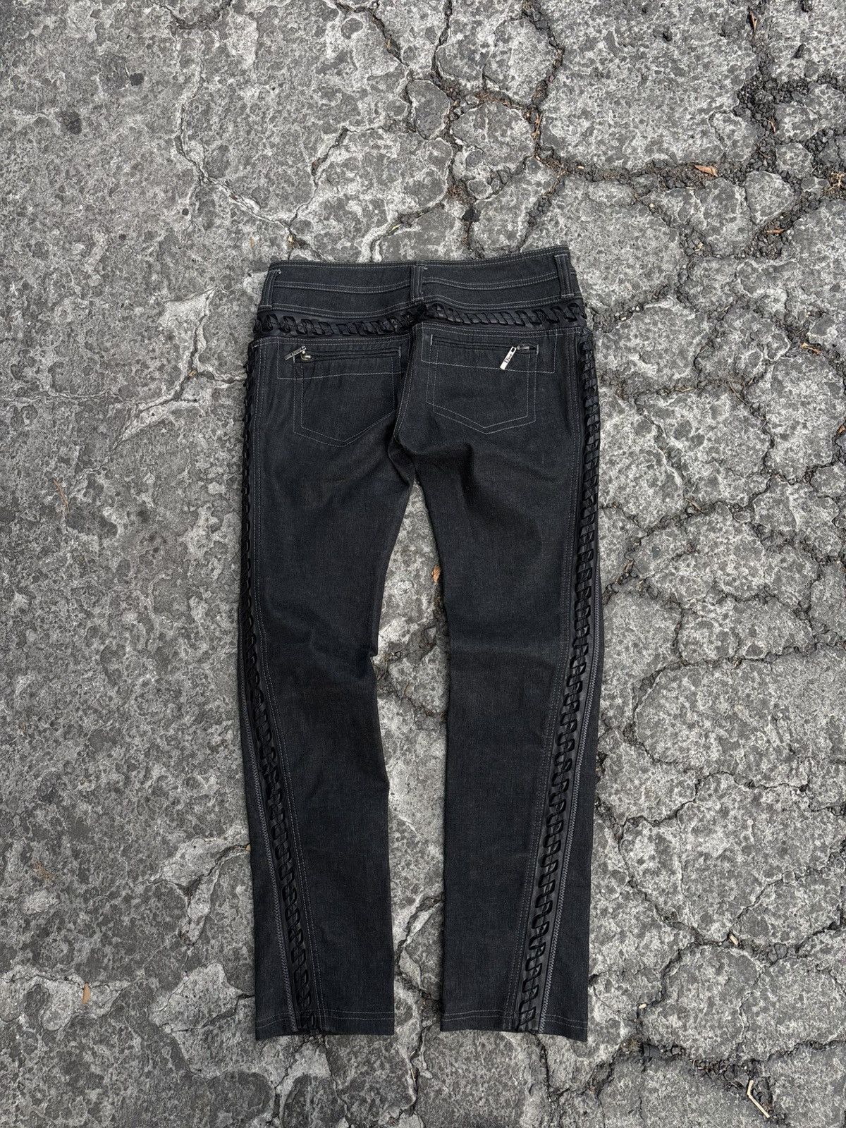 Dior christian dior jeans leather braid black 2006 by galiano Size 27" / US 4 / IT 40 - 1 Thumbnail