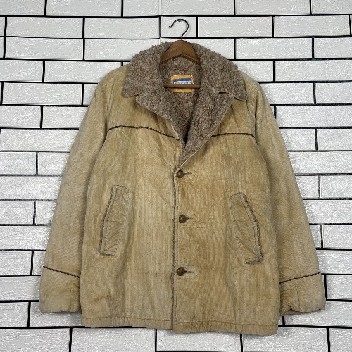 Vintage Giants Fleece Lined Faux Suede Shearling Coat