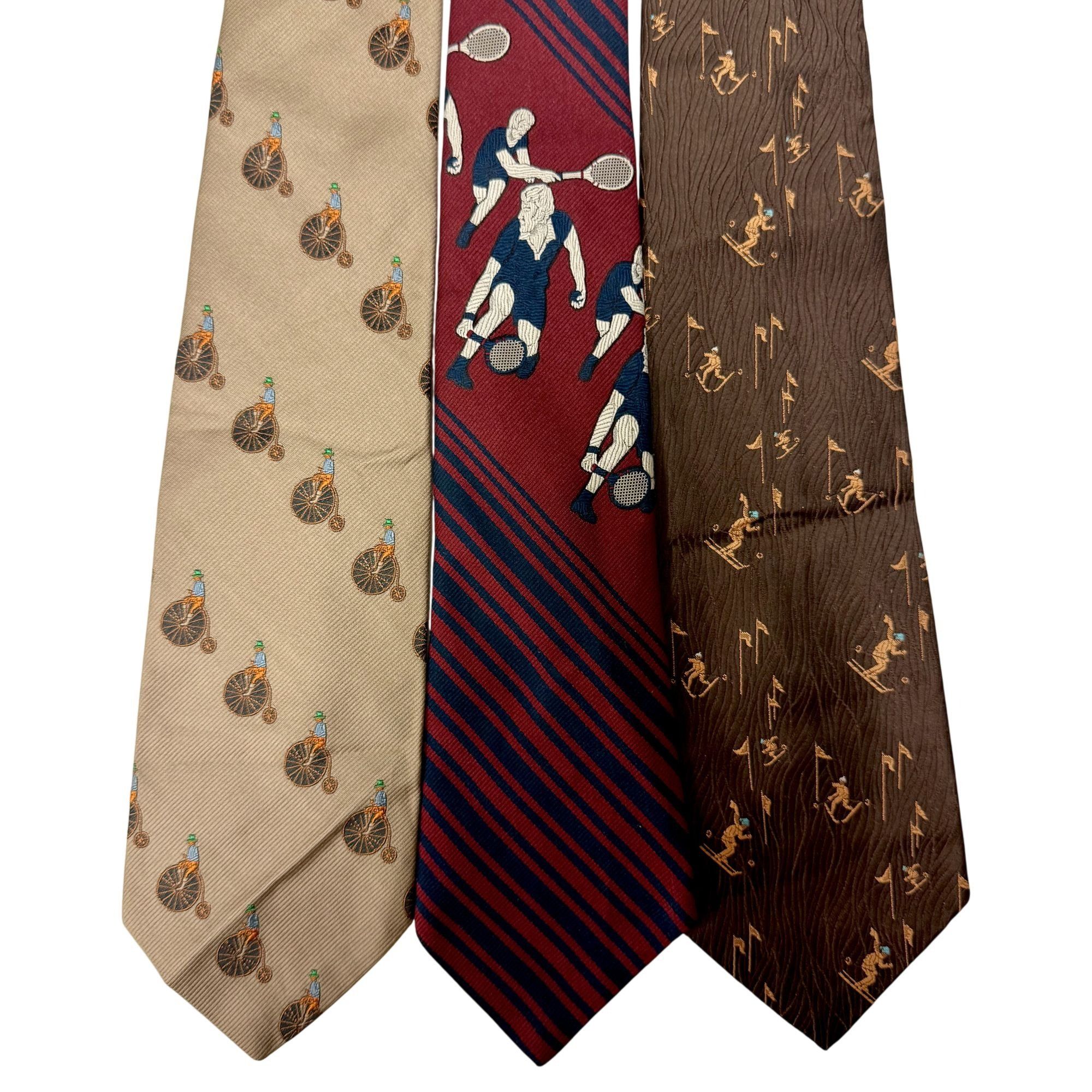 Other 3 pc 70's SPORTS Necktie Lot Mod SKIING Tennis DISCO Ties Size ONE SIZE - 1 Thumbnail