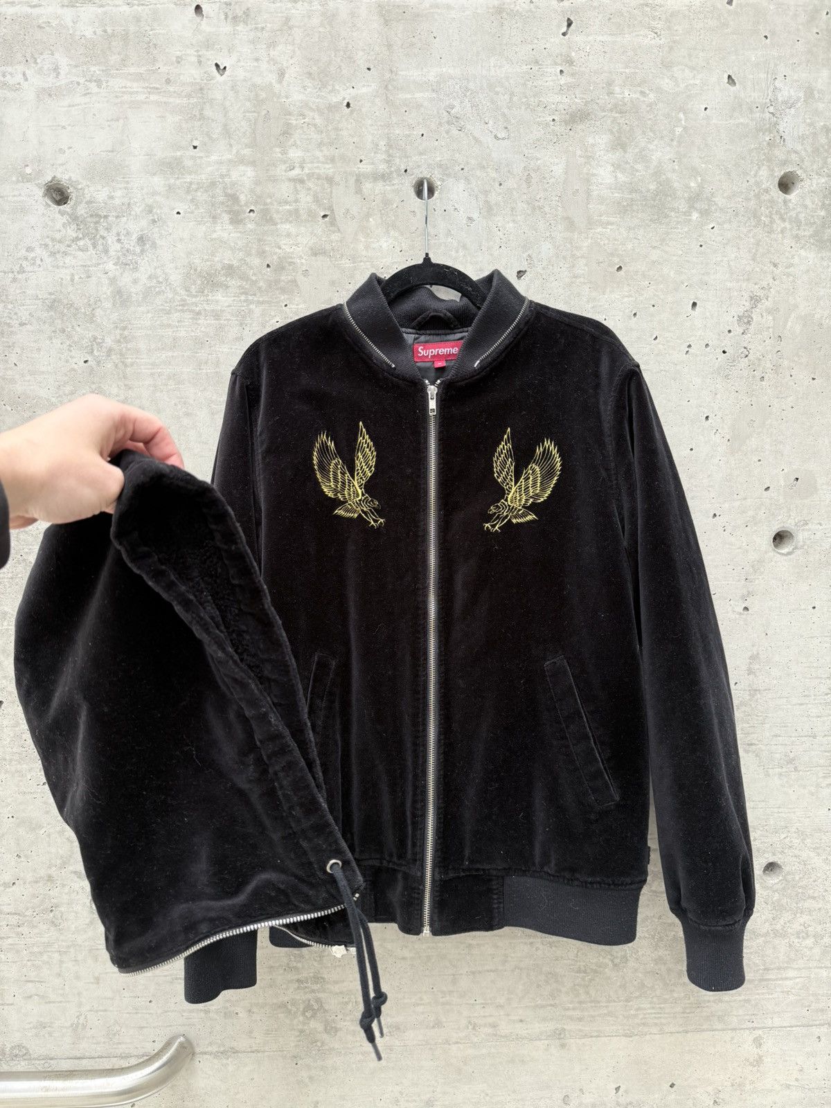 Supreme FW14 Supreme Eagle Velvet Hooded Bomber Size US M / EU 48-50 / 2 - 12 Thumbnail