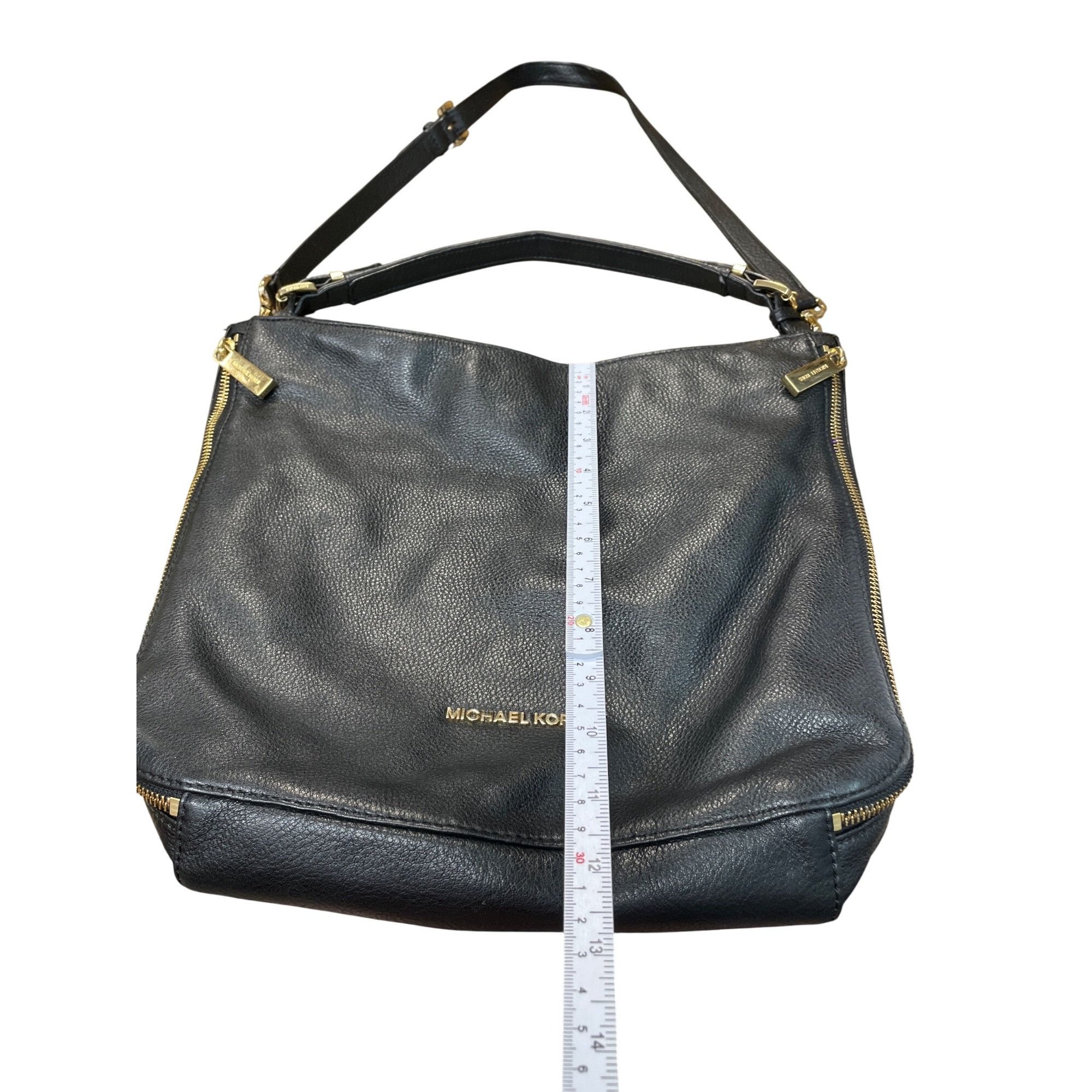 Michael Kors Michael Kors black leather pebbl;ed gold ware crossbody shou Size ONE SIZE - 3 Thumbnail