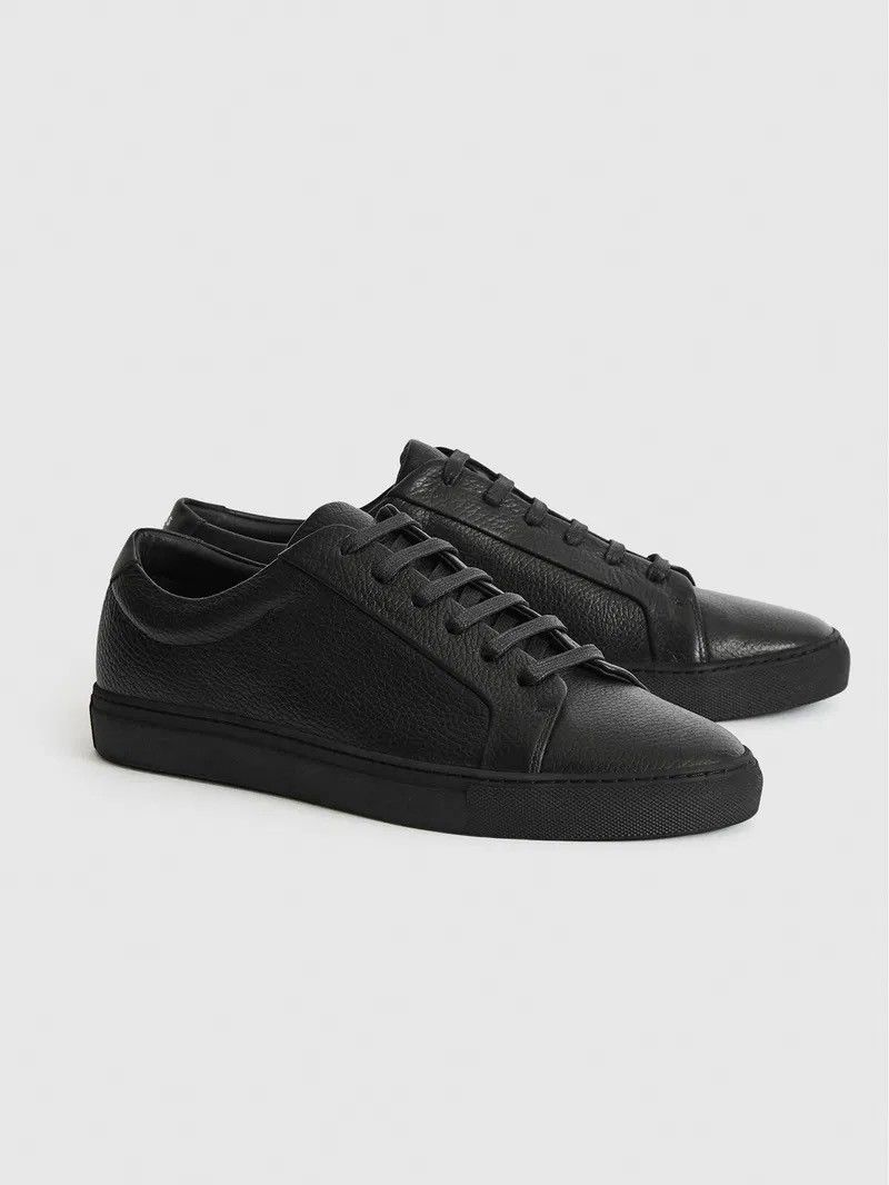 Reiss NEW Reiss Luca Pebbled black leather trainers EU45/US12/UK11 Size US 12 / EU 45 - 1 Thumbnail