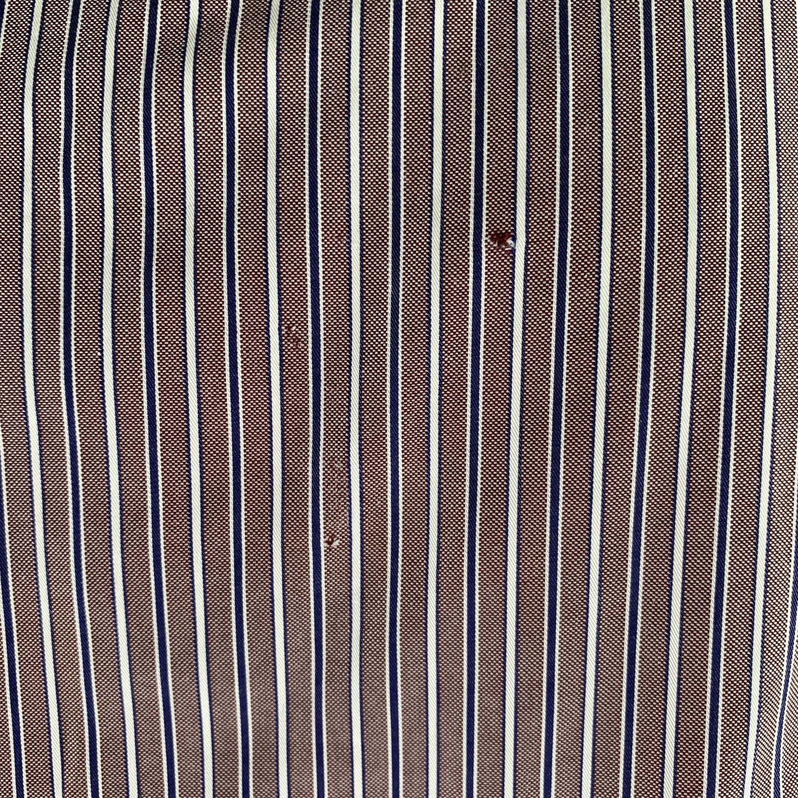 Dsquared2 DSQUARED2 M Brown Blue Stripe Cotton Long Sleeve Shirt Size 42R - 5 Thumbnail