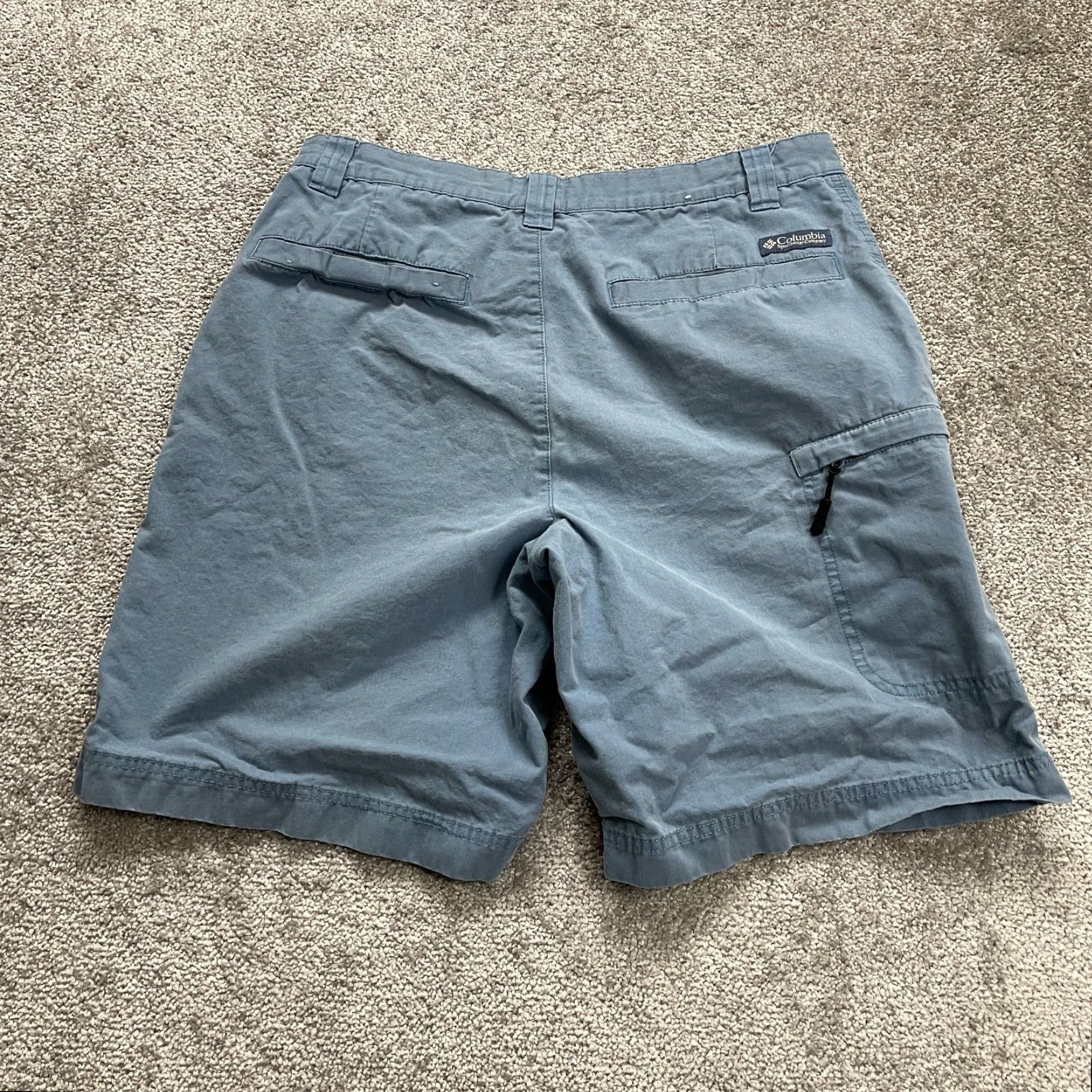 Vintage Columbia Cargo Shorts Men's 32 Solid Blue Flat Front Pockets Cotton Casual Sport - Regular Fit, Zip, 10" Inseam Size US 32 / EU 48 - 2 Thumbnail