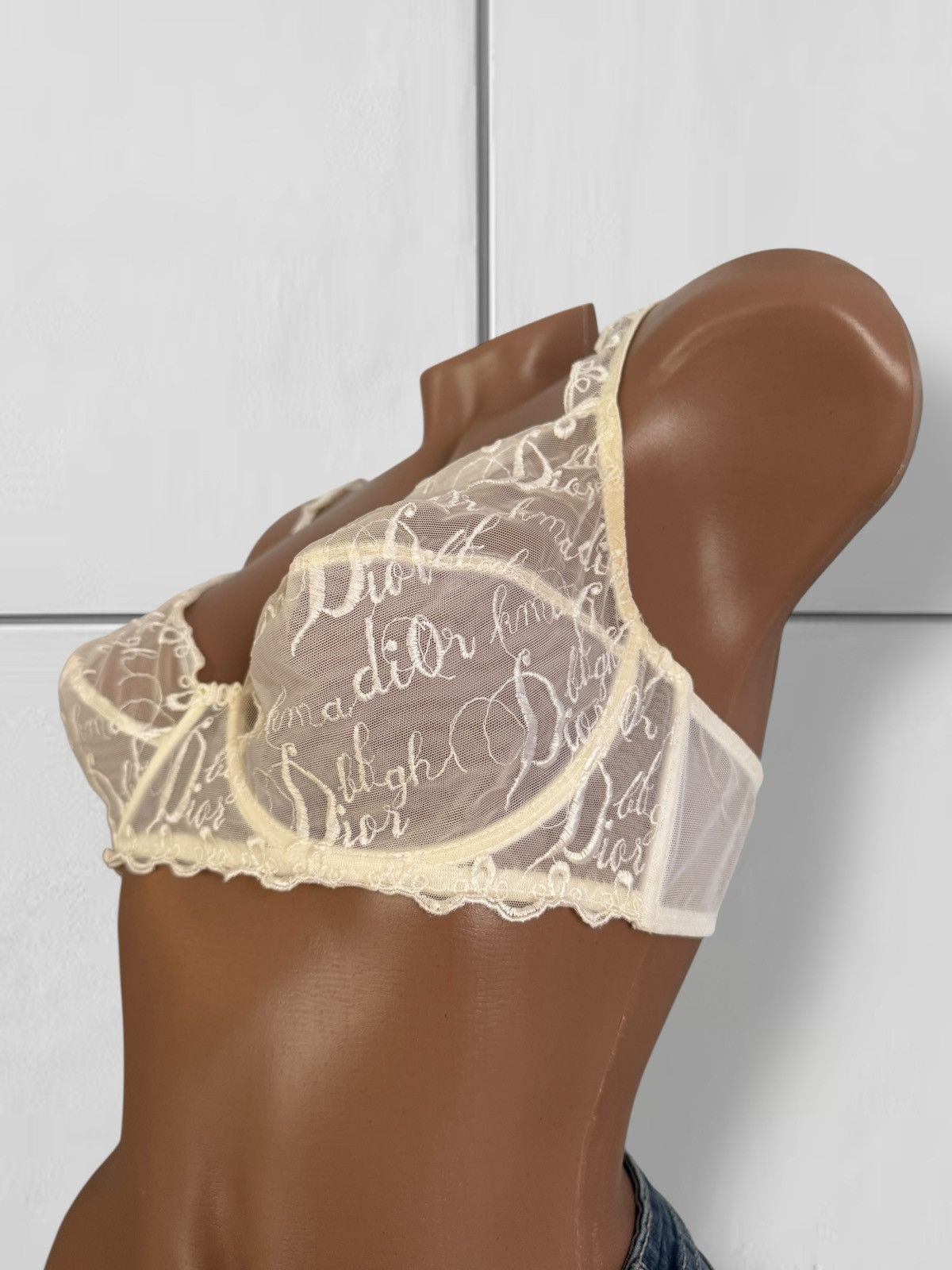 Dior Christian Dior Vintage Embroidered Lace Mesh Bra Size ONE SIZE - 3 Thumbnail