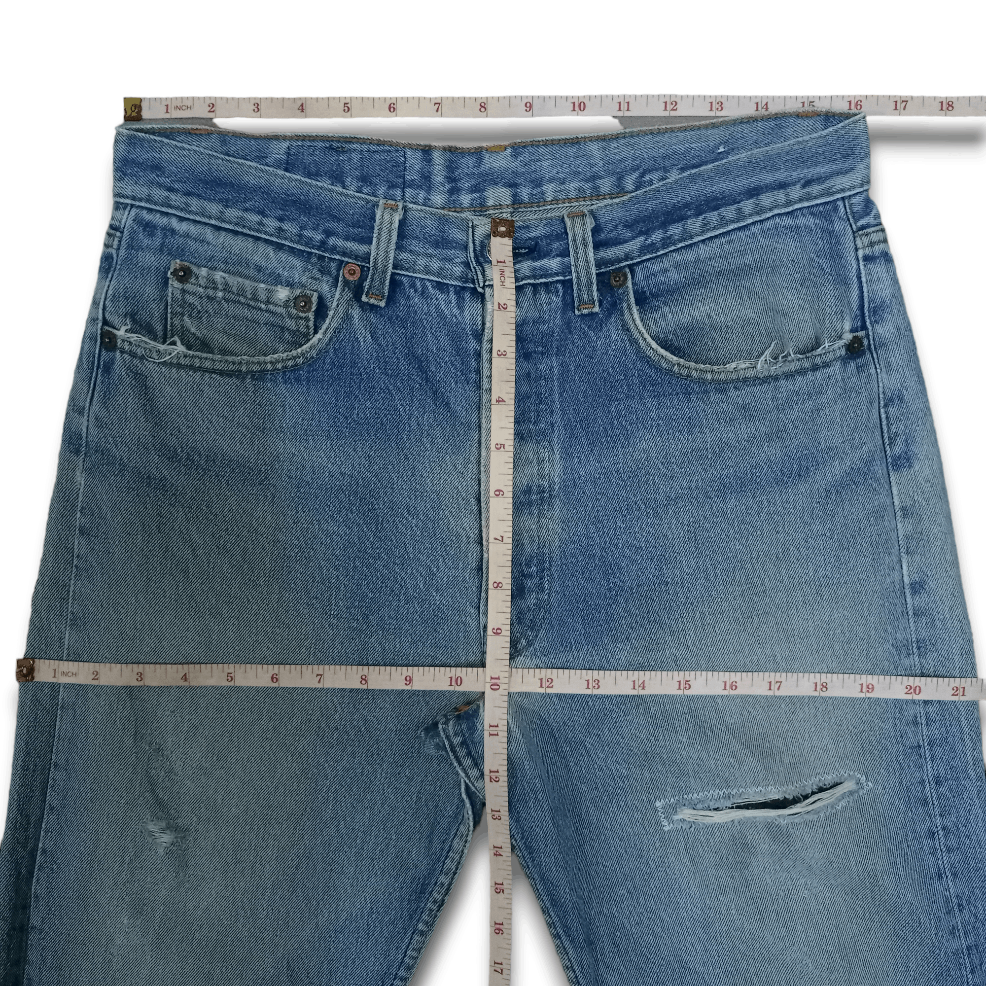 Levi's Vintage 80s Levis 501 Blue Wash Distressed Loose Jeans Size US 32 / EU 48 - 9 Thumbnail