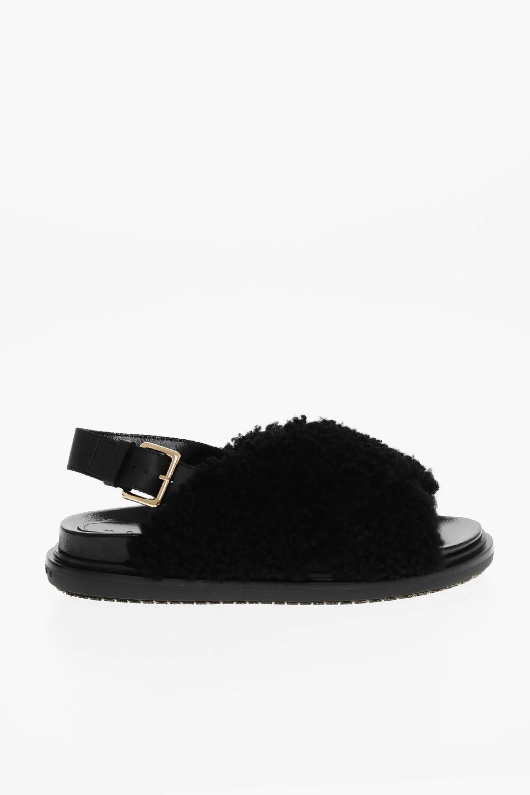 Marni og1mm0326 Shearling Slingback Sandals in Black Size US 8 / IT 38 - 1 Thumbnail